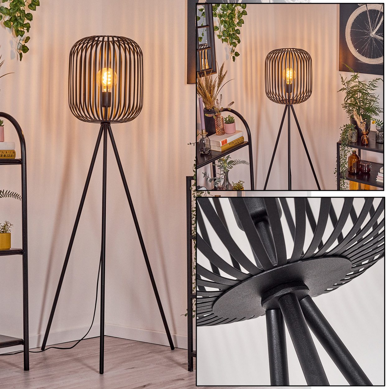 hofstein Stehlampe Stehlampe aus Metall in Schwarz mit Fußschalter, ohne Le günstig online kaufen