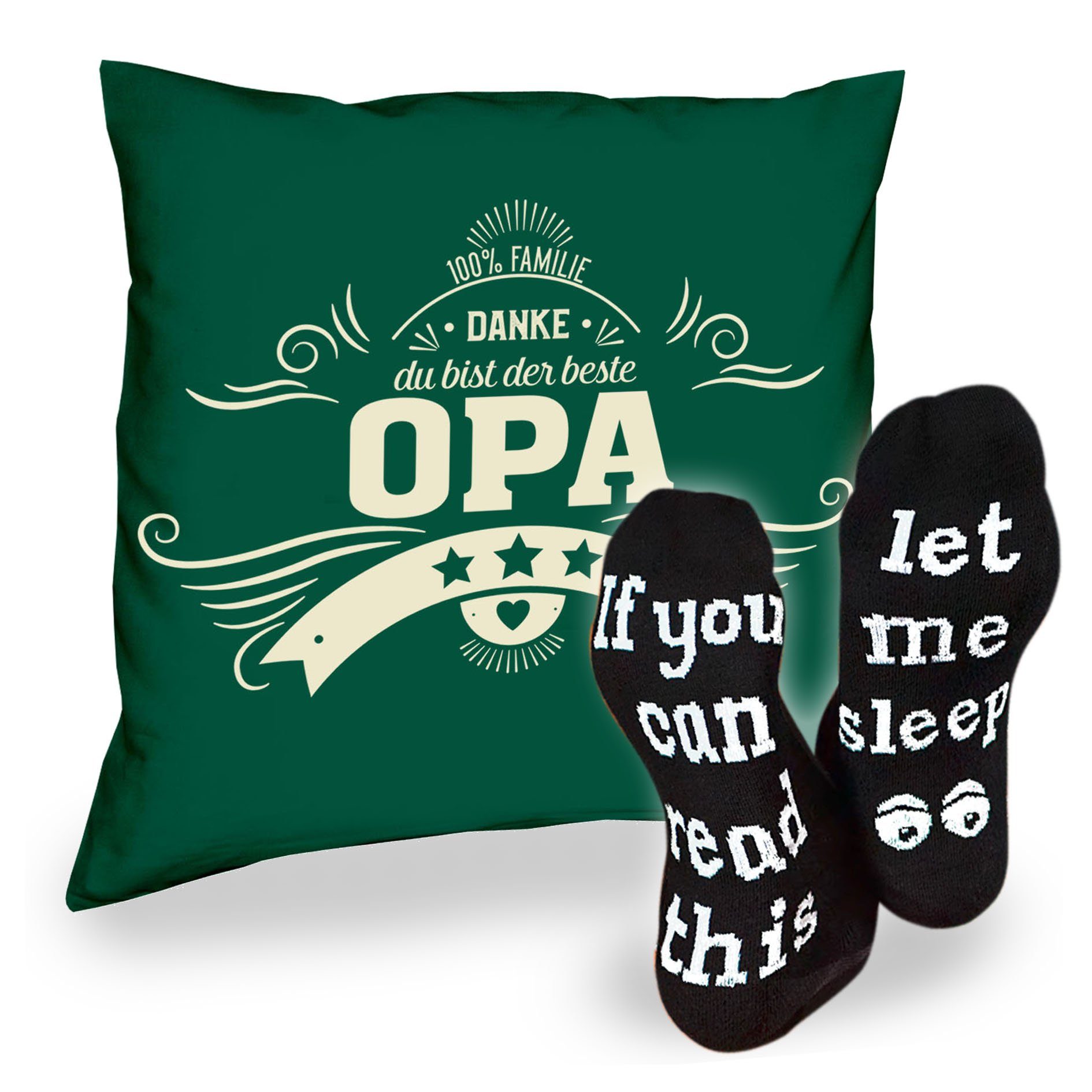 Geschenk Geburstag Socken Opa Danke Sleep, dunkelgrün Sprüche & Dekokissen Weihnachten Vatertag Soreso® Kissen