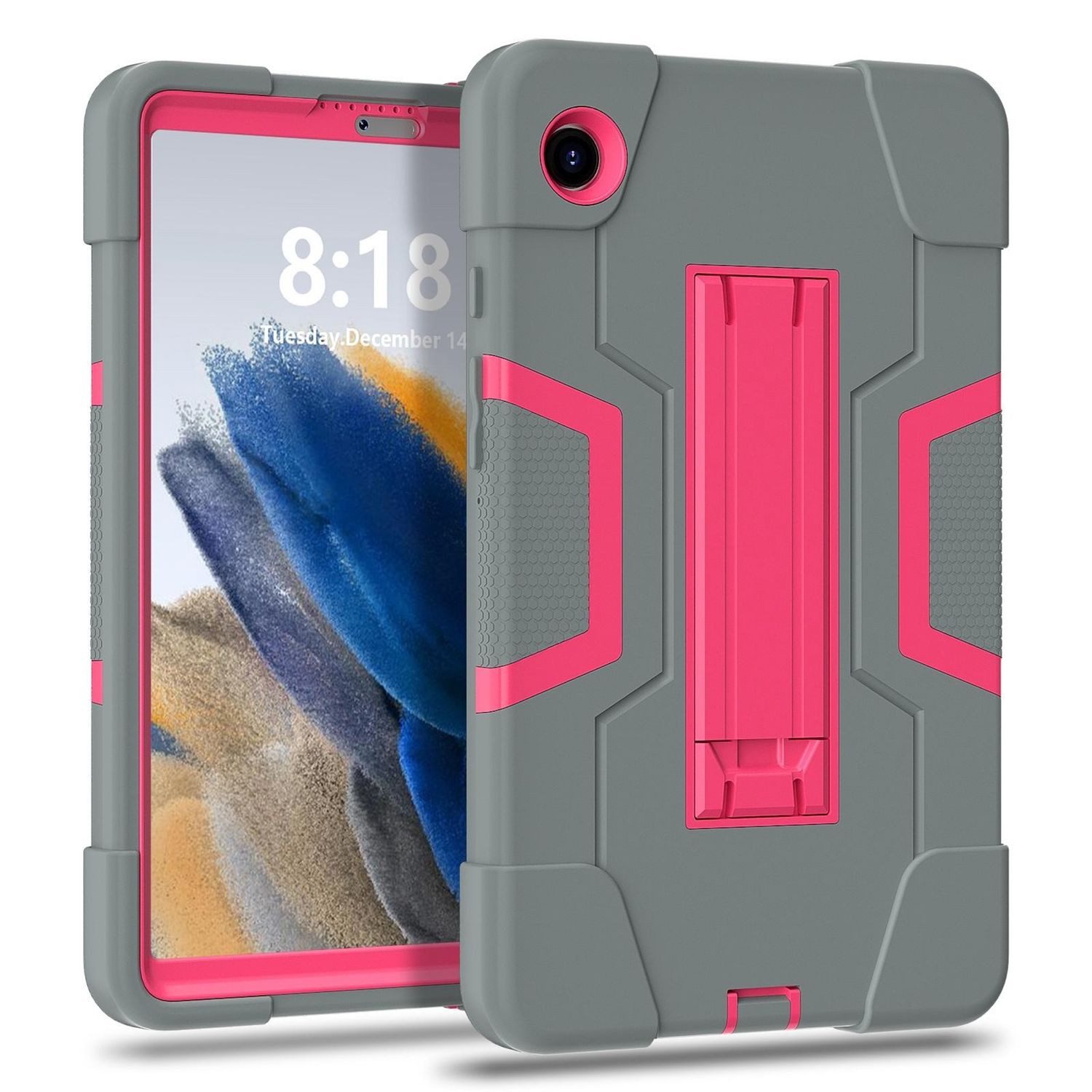 Wigento Tablet-Hülle Für Samsung Galaxy Tab A11 Color Hybrid Design Hülle mit Halter Grau, Stoßfest, Kontrastdesign, Halterfunktion – Bild 2 von 5