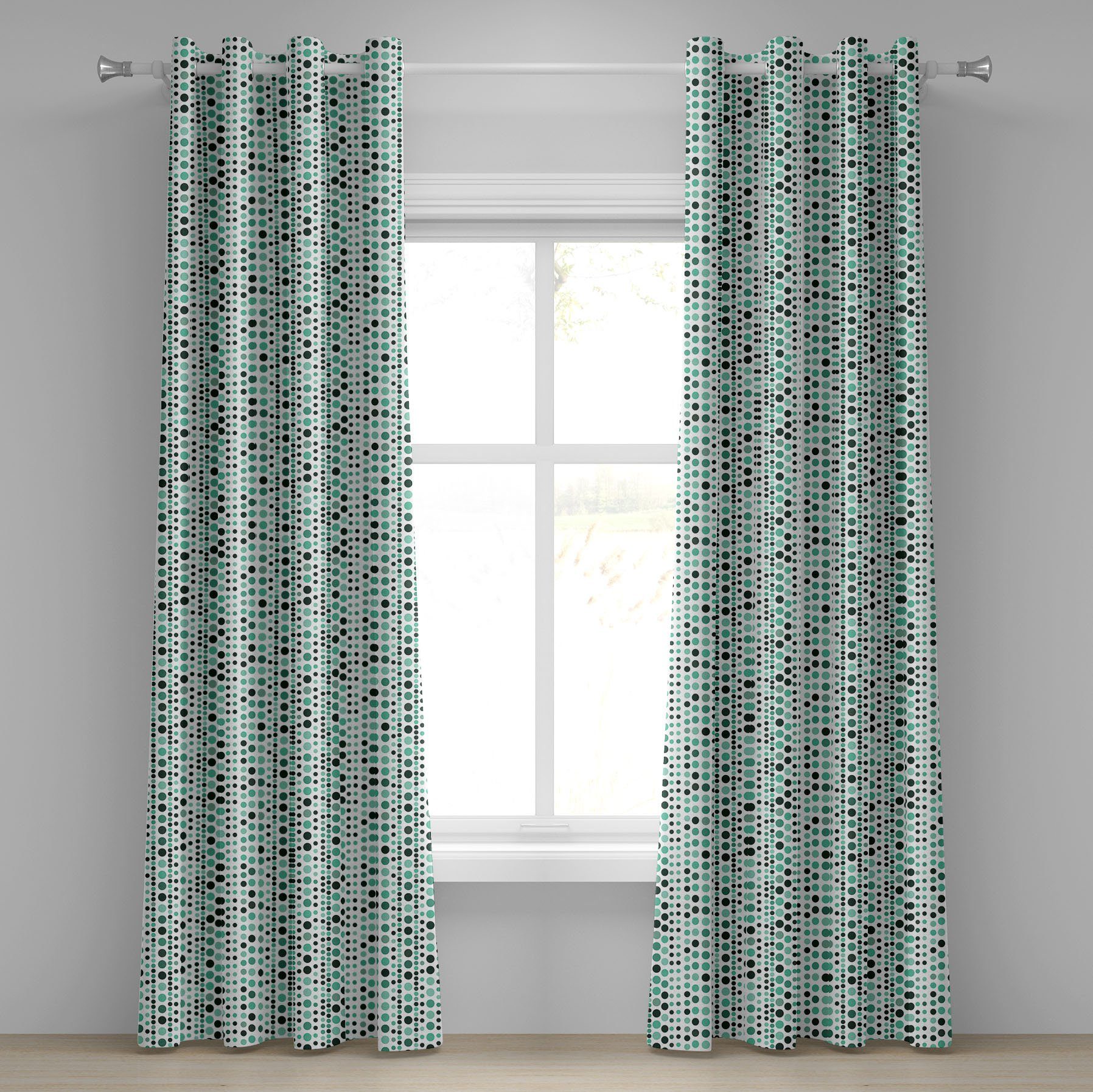 Gardine Dekorative 2-Panel-Fenstervorhänge für Schlafzimmer Wohnzimmer, Abakuhaus, Modern Geometrische Kreis-Punkte