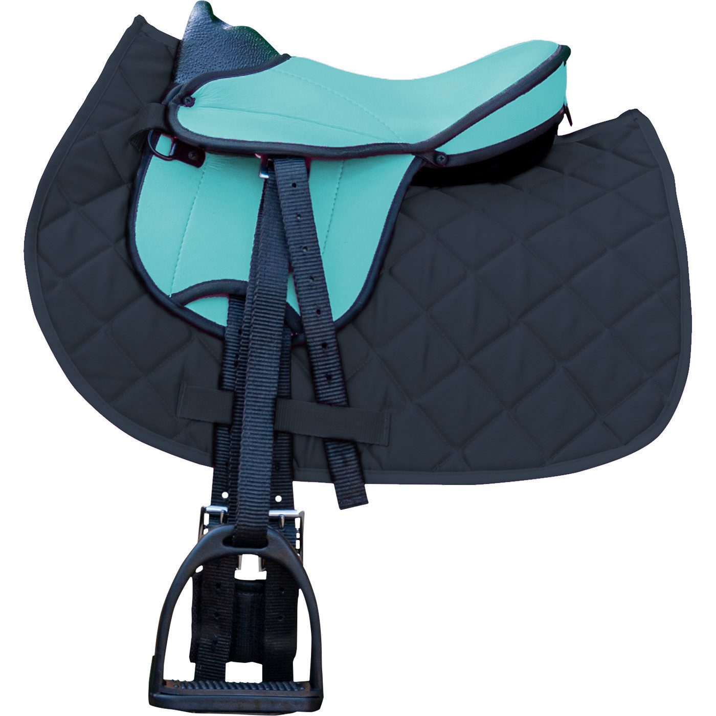 Brama-West Holzpferd Sattel Set My happy Pony mit schwarzer Decke
