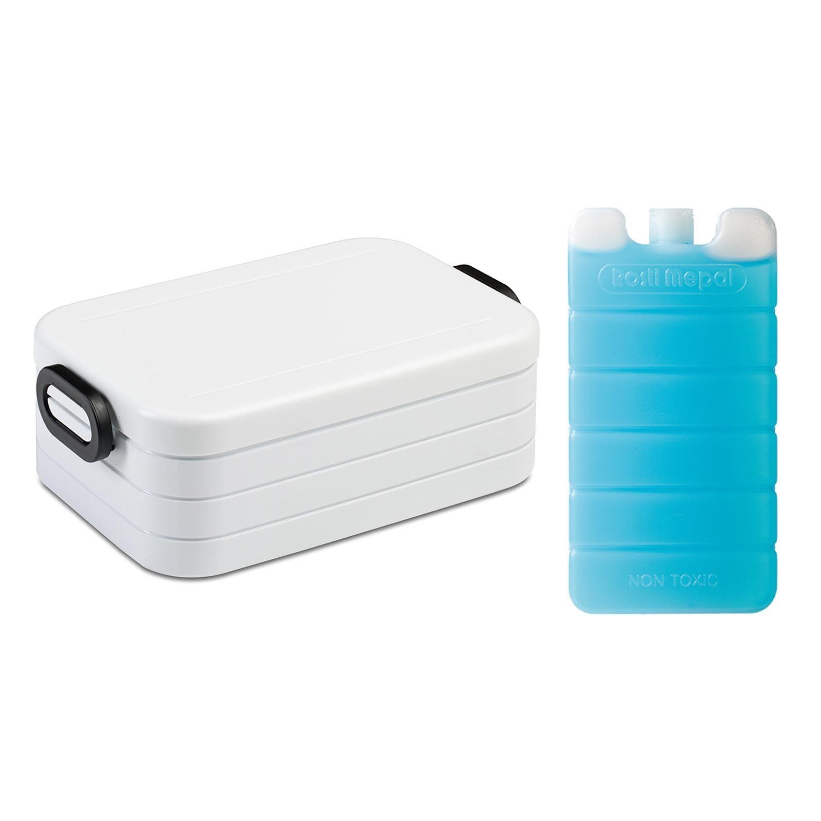 Mepal Lunchbox Take A (2-tlg), Weiß Spülmaschinengeeignet Break Material-Mix, 2er Lunchbox Kühlakku + Set