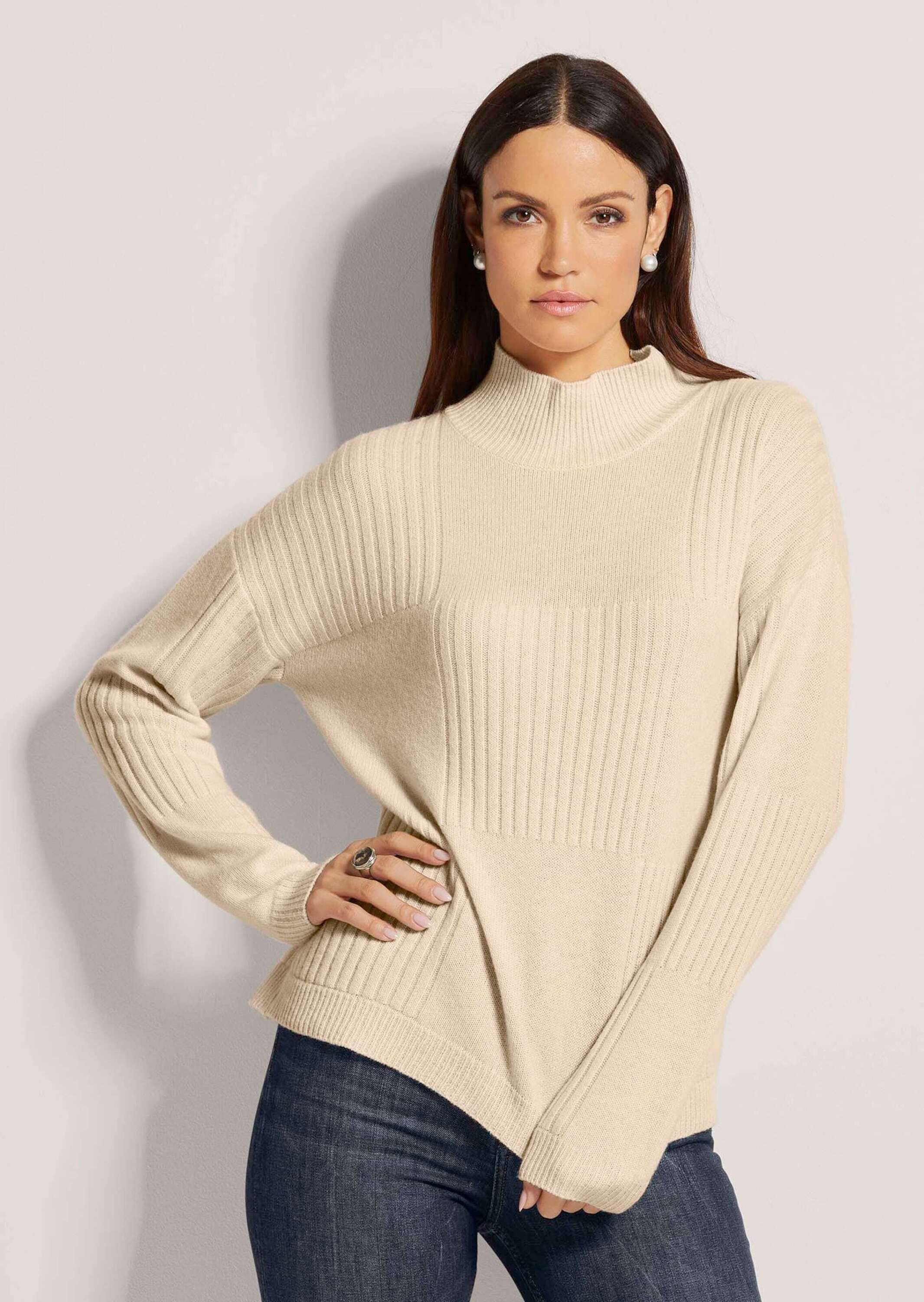 MADELEINE Strickpullover Stehkragen-Pullover aus Schurwolle günstig online kaufen