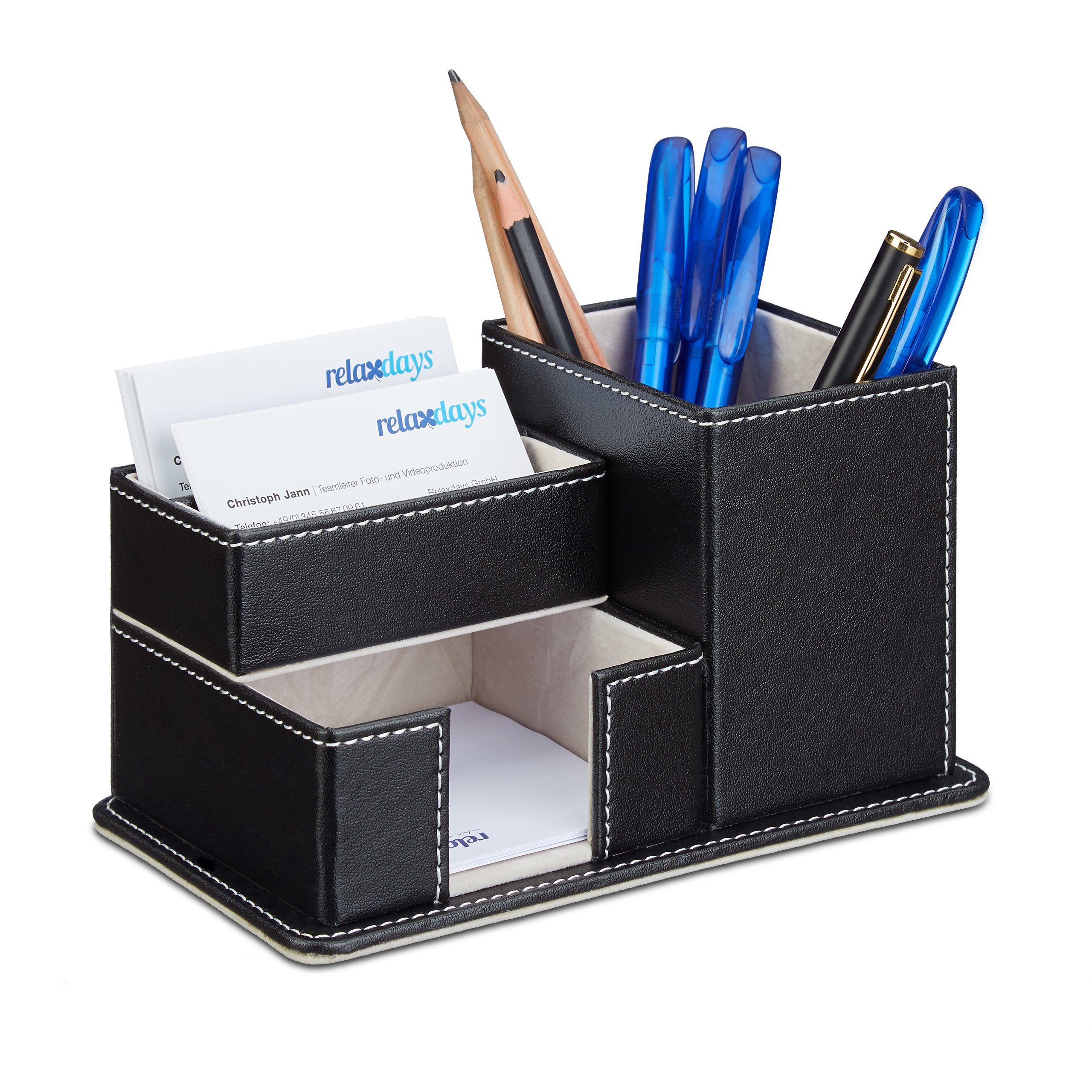 Stiftehalter Organizer in relaxdays Kunstleder Schwarz