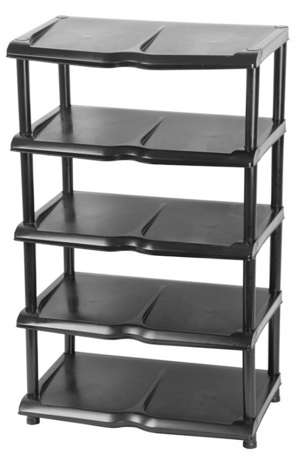 PROREGAL® Standregal Kunststoffschuhregal l Oxford, 5 Ebenen, HxBxT 86x48x30,5cm, Schwar, 5 Ebenen, HxBxT 86x48x30,5cm, Braun oder Schwarz