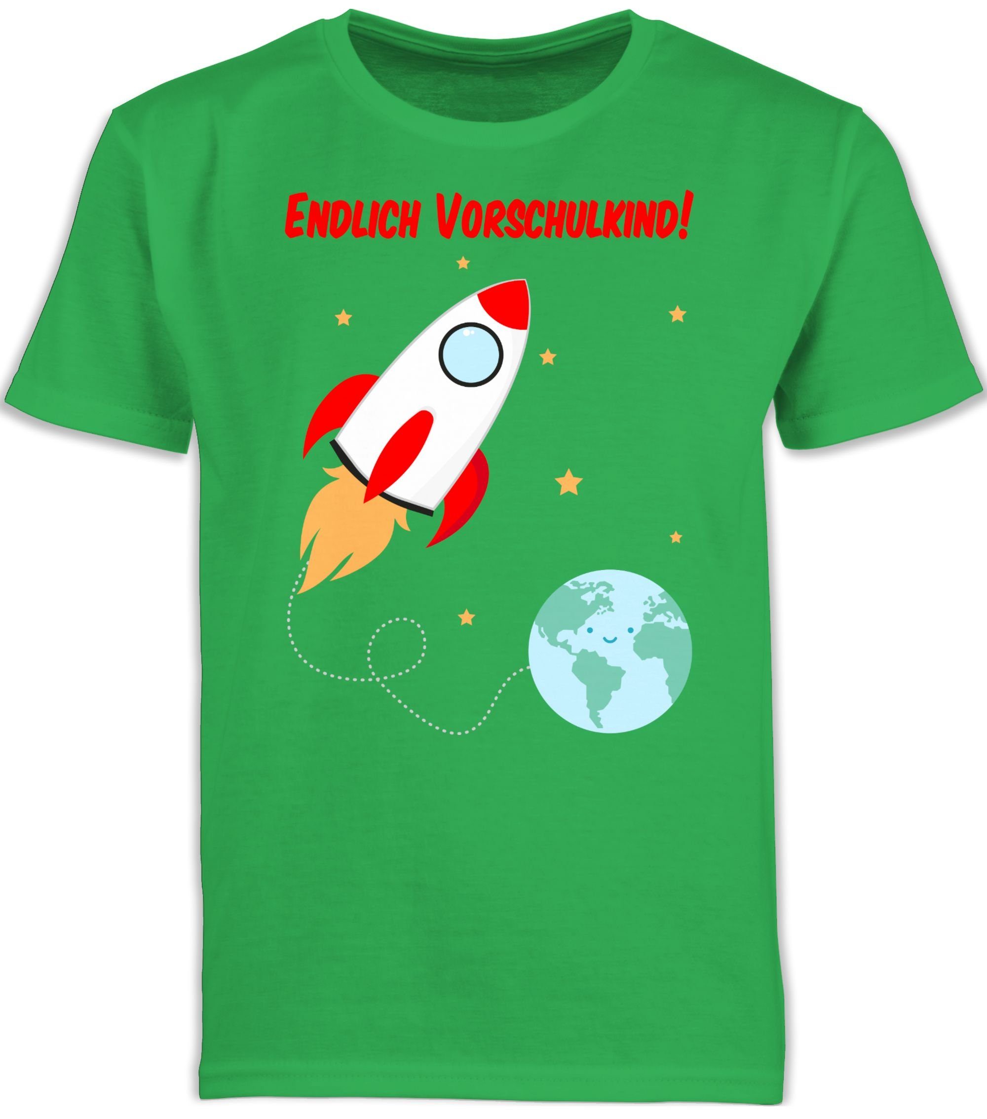 Shirtracer T-Shirt Endlich Vorschulkind Rakete Vorschulkinder Geschenke 3 Grün