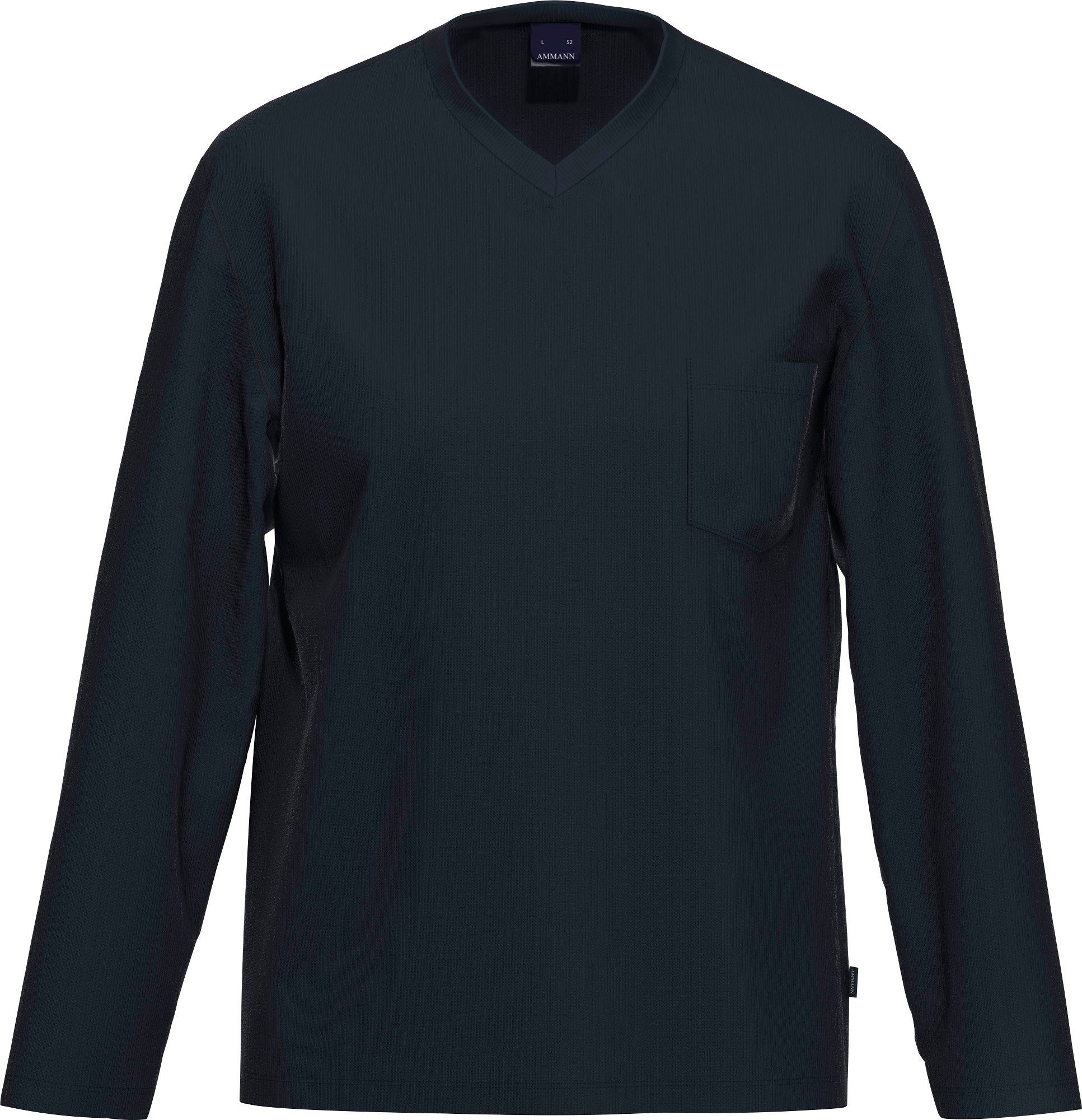 Ammann Pyjamaoberteil Bio Herren-Langarmshirt Single-Jersey Uni