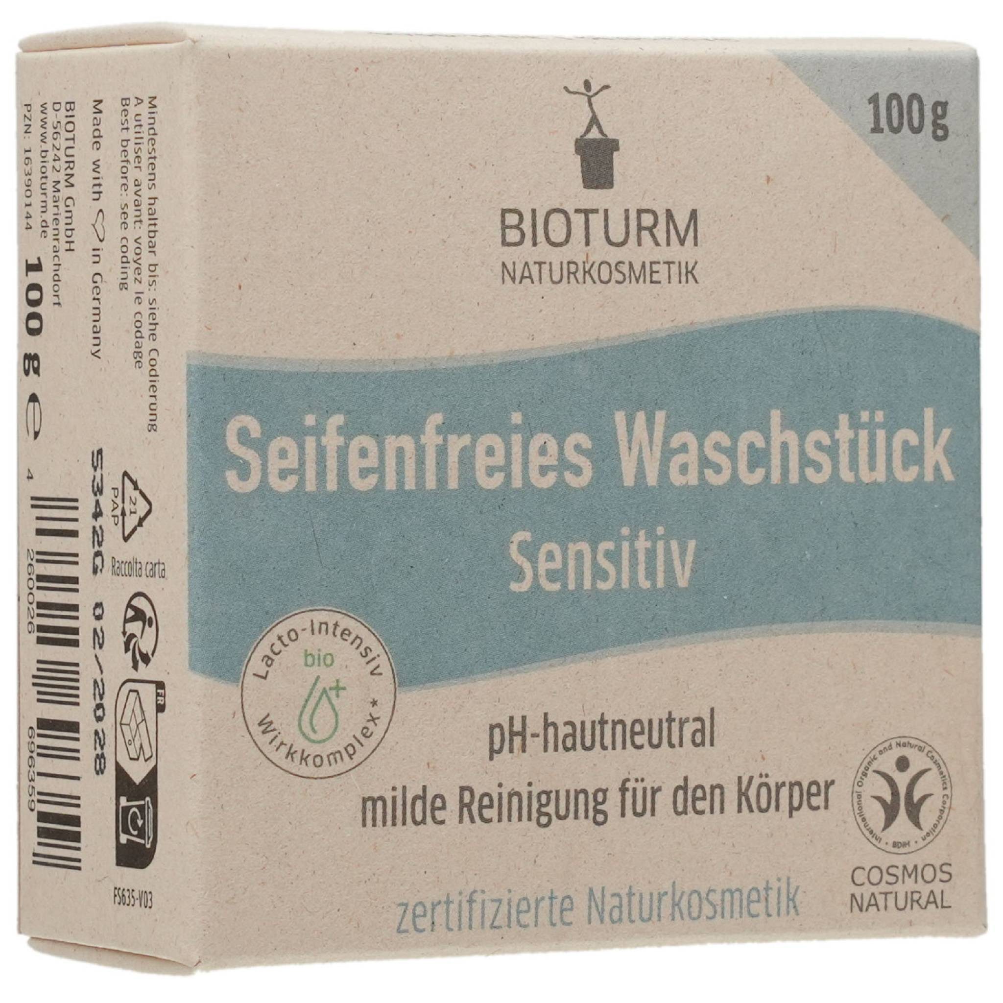 Bioturm Feste Duschseife BIOTURM seifenfreies Waschstück sensitiv