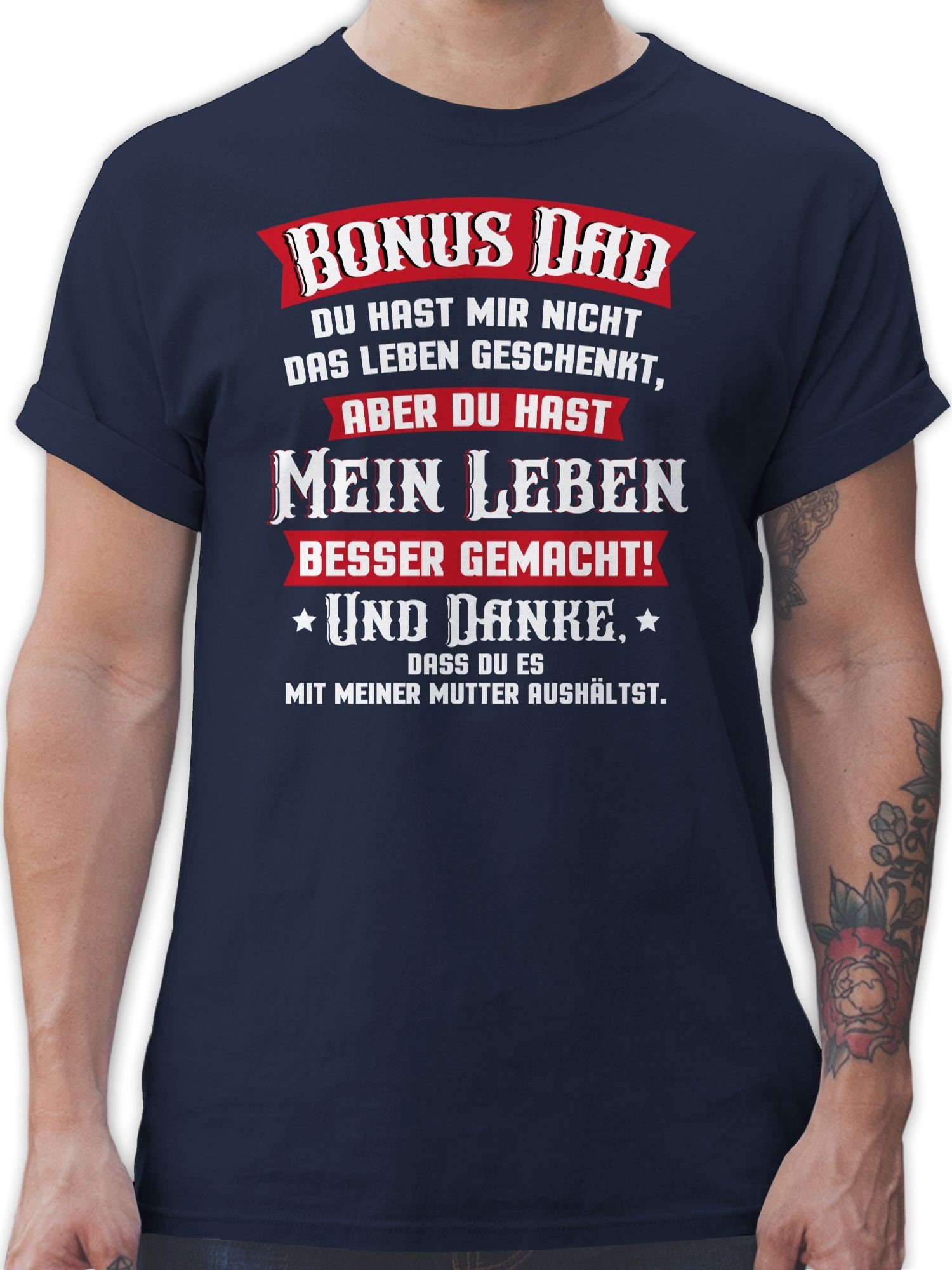 Shirtracer T-Shirt Bonus Dad Blau 03 Navy für rot/weiß Vatertag Papa - Geschenk