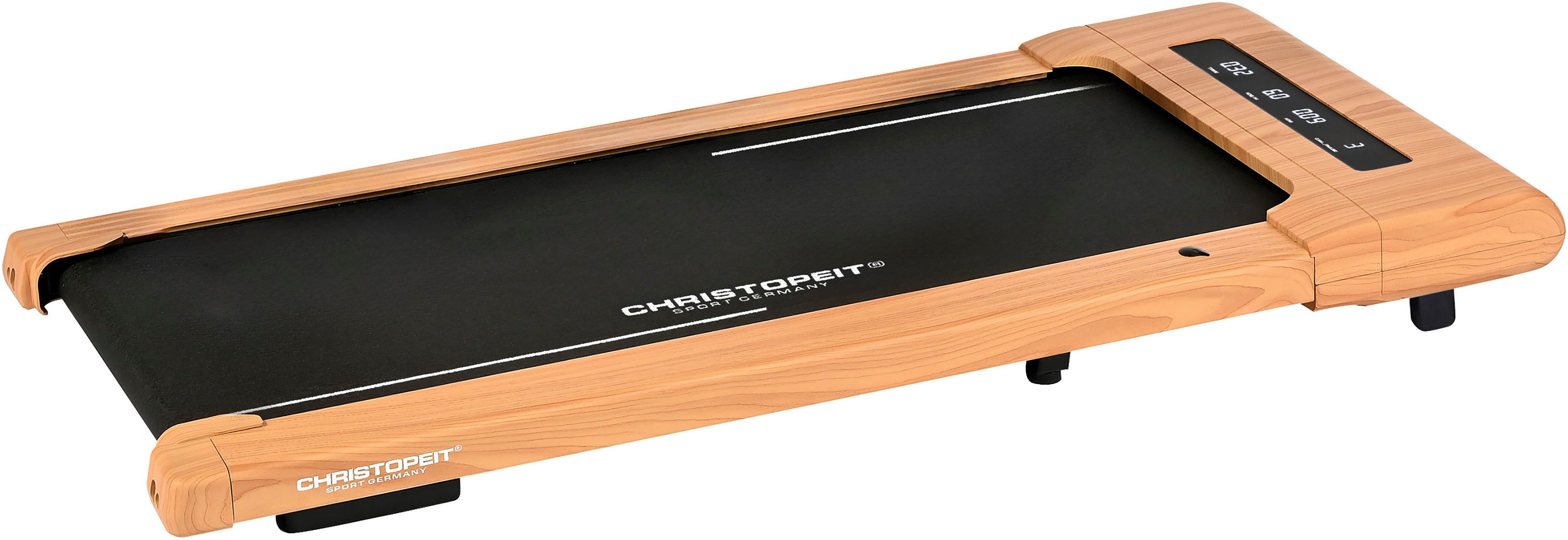 Christopeit Sport® Laufband Walking Pad 4.2 Holzoptik (Aufstellfüße "Stand Up Support" für vertikale Wand-Lagerung), bis max. 6 km/h, 120 kg max. Benutzergewicht