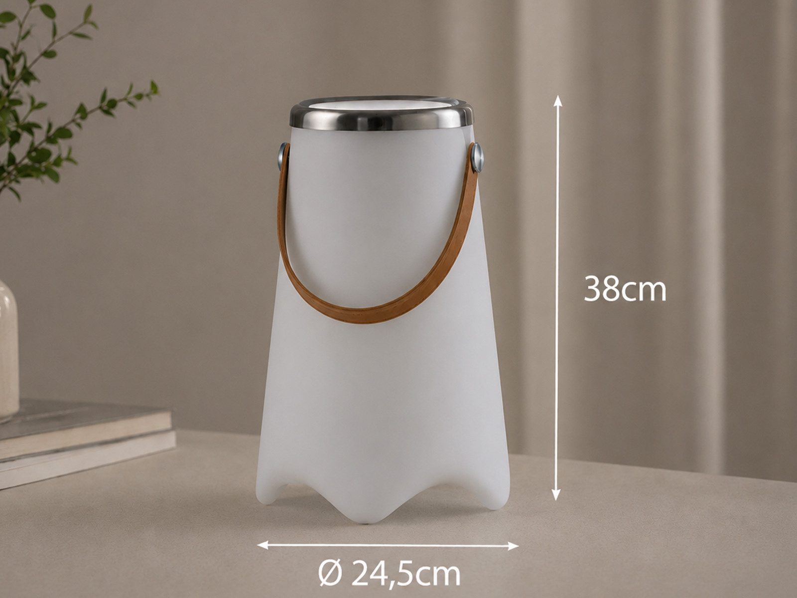 meineWunschleuchte LED Außen-Tischleuchte mit Akku, Lautsprecher & Weinkühler 38cm, Fernbedienung Farbwechsel, LED fest integriert, Warmweiß, Outdoor Tischlampe kabellos, USB aufladbar mit RGBW & Bluetooth