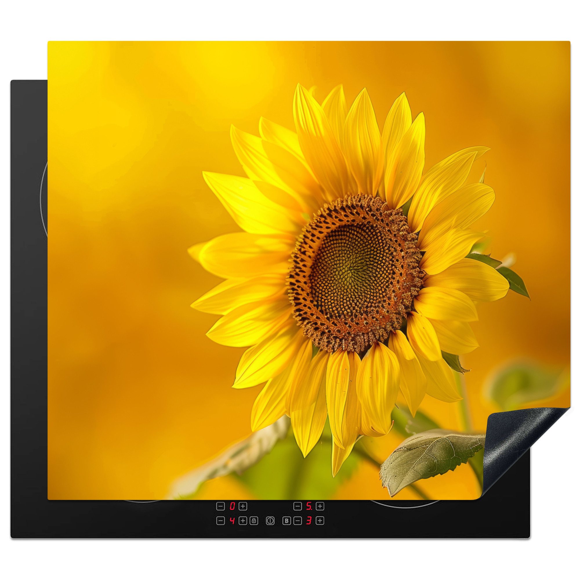 MuchoWow Herd-Abdeckplatte Sonnenblume - Blume - Gelb, Vinyl, (1 tlg), Abdeckplatte für Ceranfeld, Herd Inductionsmatte, 57.6x51.6 cm