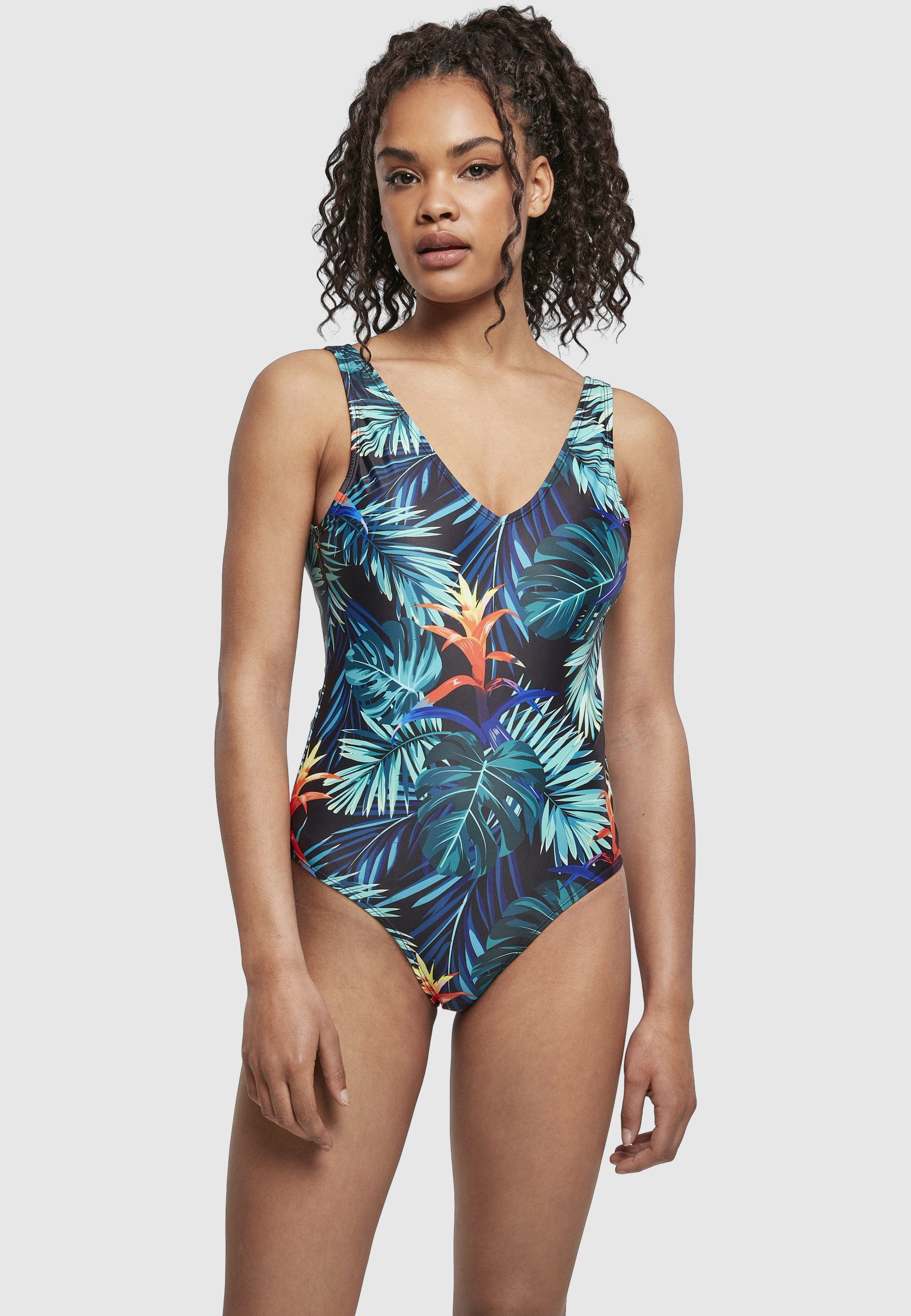 URBAN CLASSICS Monokini Urban Classics Damen Ladies High Leg Pattern Swimsuit