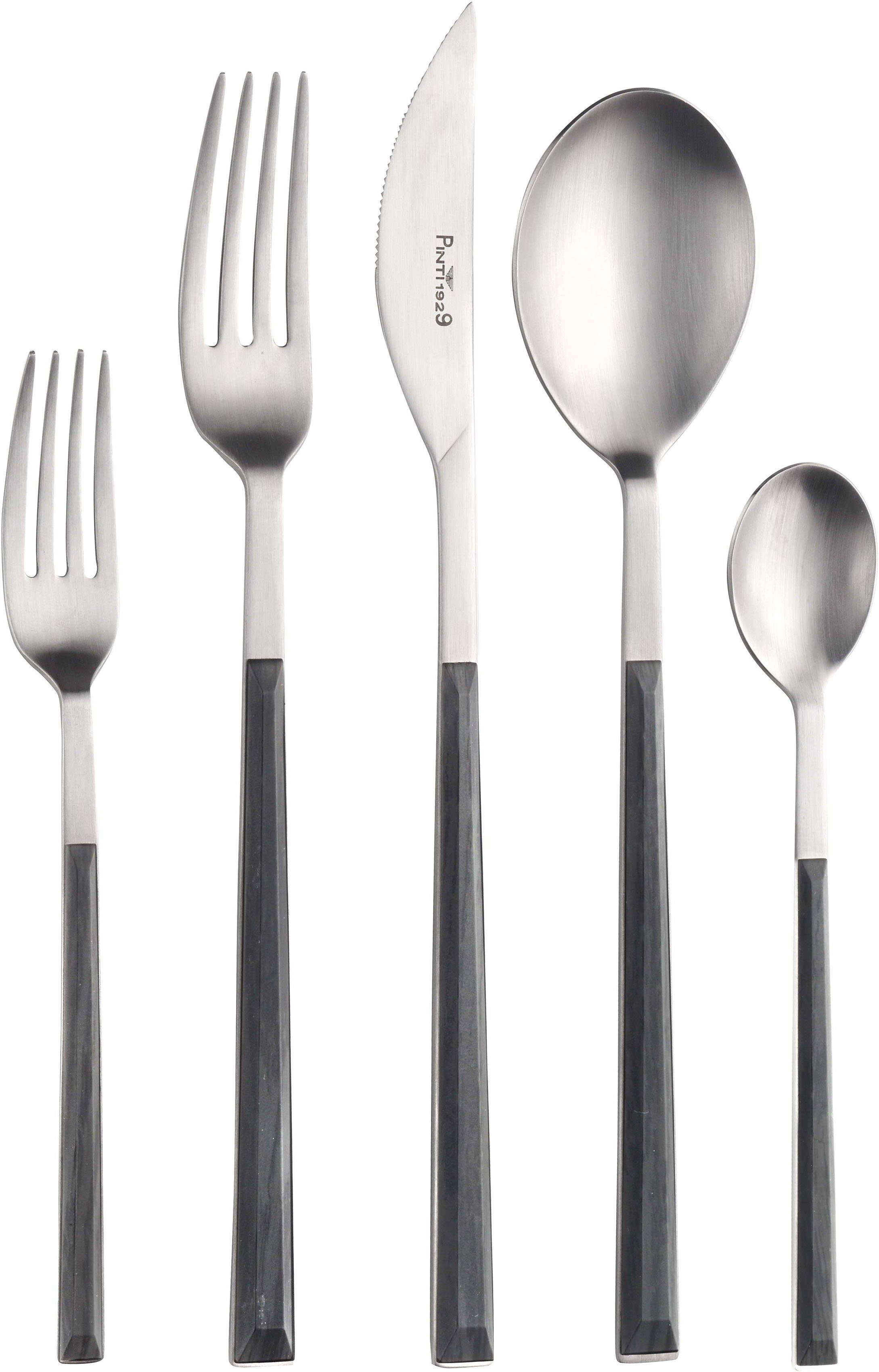 PINTINOX Besteck-Set Sushi (30-tlg), 6 Personen, Edelstahl 18/0, Kunststoff, Satiniert mit Kunststoffgriff in Holz-Optik