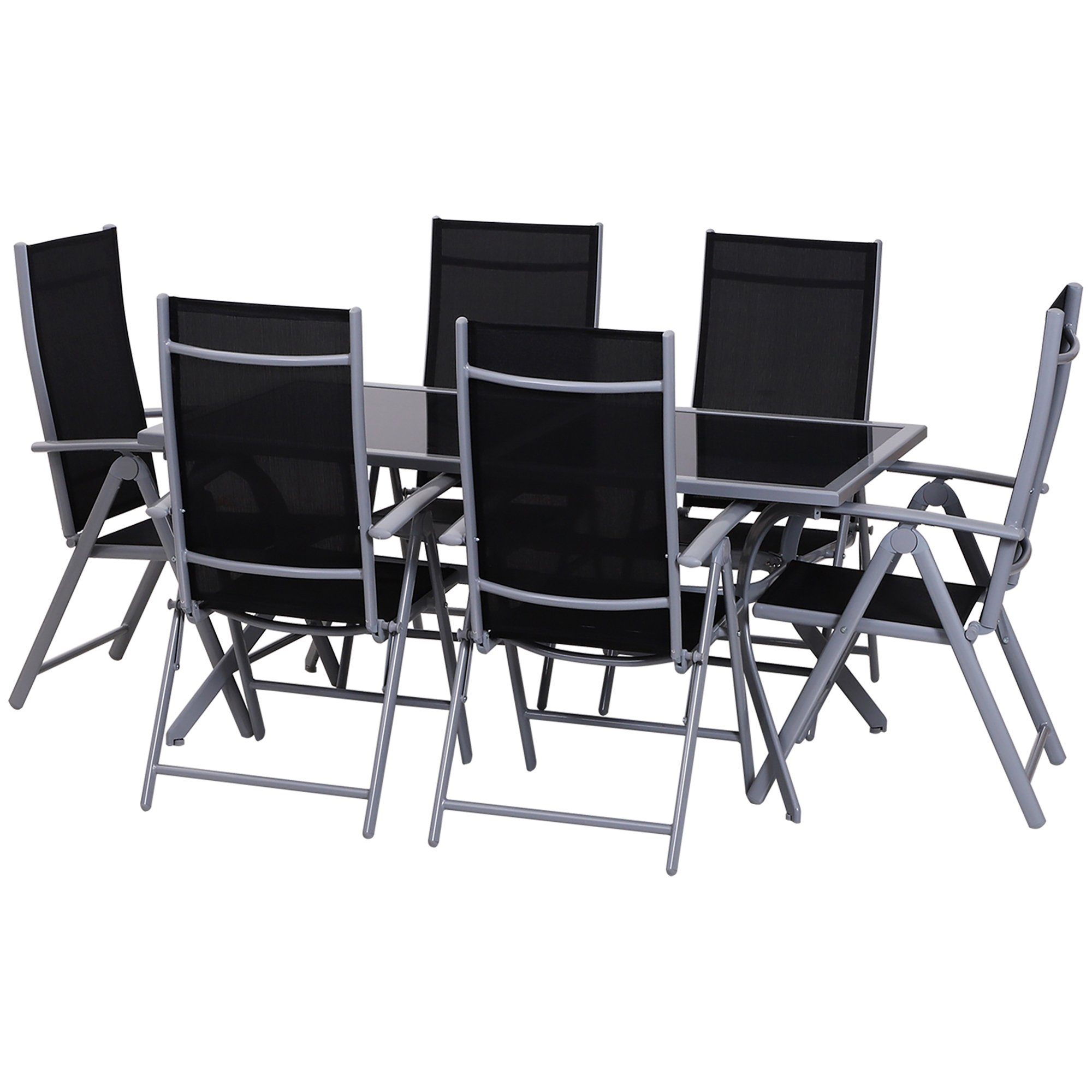 Outsunny Garten-Essgruppe 7-TLG Sitzgarnitur Gartengarnitur Gartenmöbel, günstig online kaufen