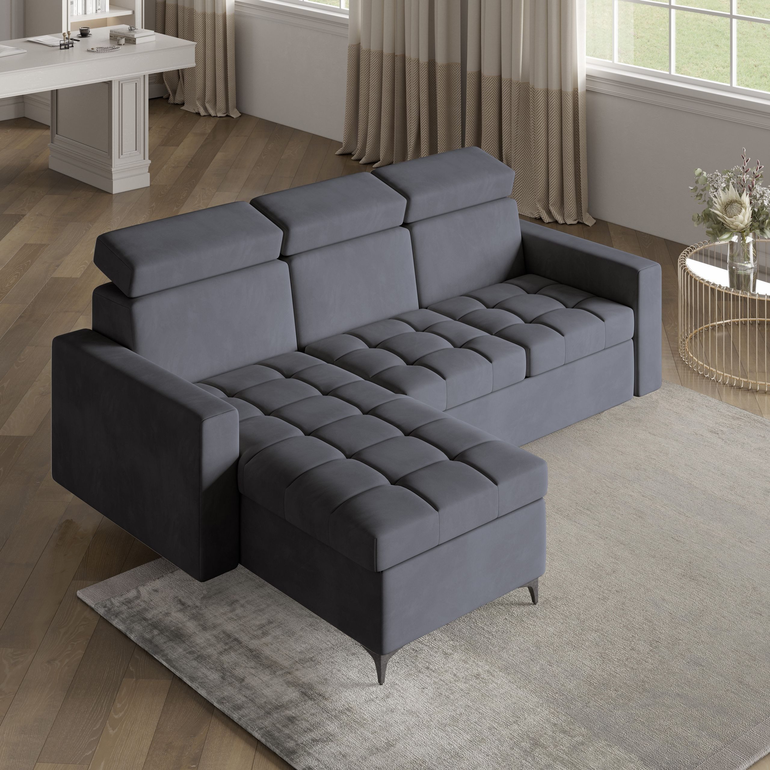 Masseno Ecksofa KAME mit Schlaffunktion L-Form, Sofa mit Bettkasten
