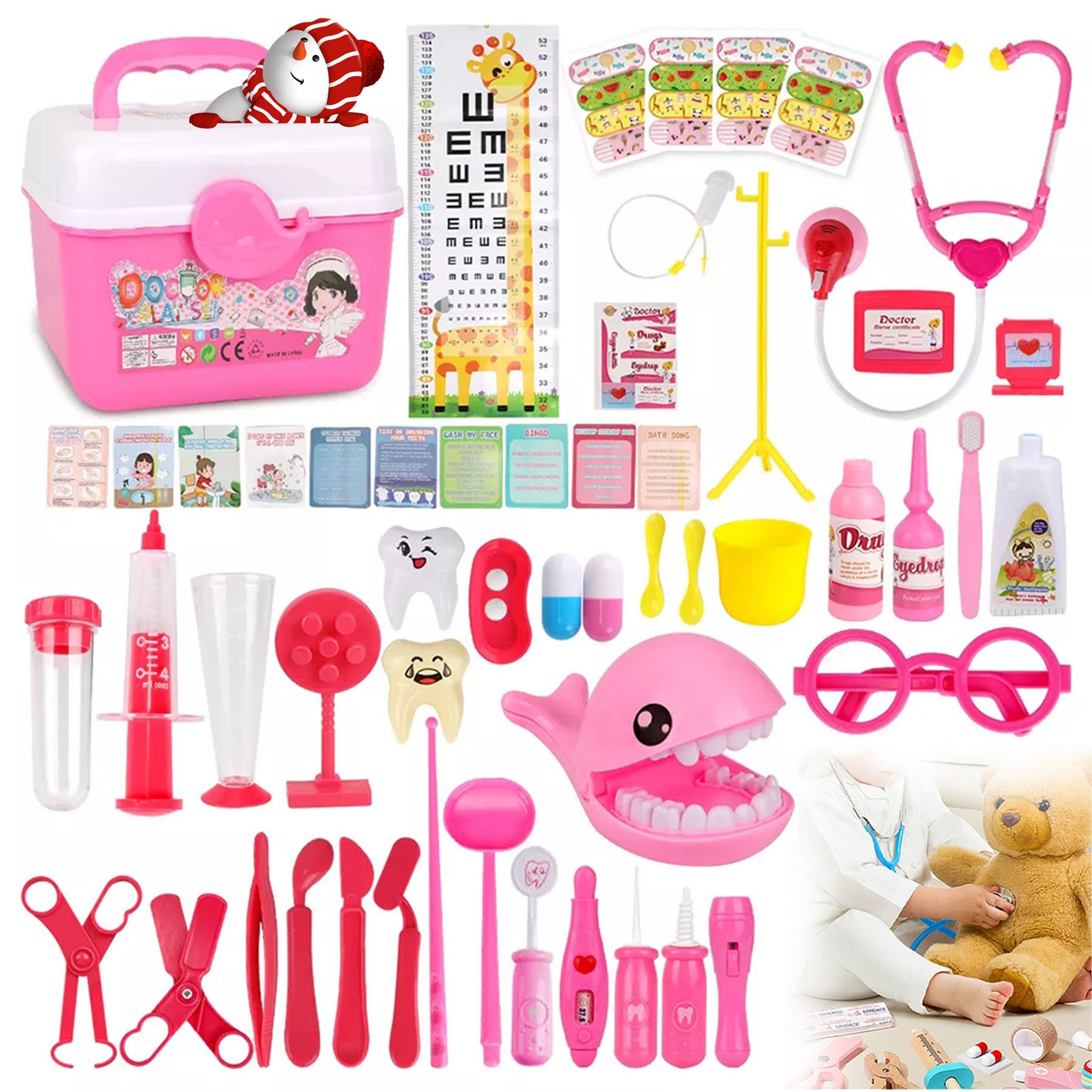 Senmudi Spielzeug-Arztkoffer 53 Stk. arzt simulationsspielzeug set kinder medizinisches rollenspiel, (Realistische Instrumente fördern das Interesse an Medizin & Hygiene, 53-tlg., Mit 53 Teilen für kreatives Spielen mit Freunden & Familie), Perfekt für Kinder ab 3 Jahren zu Weihnachten, Geburtstag