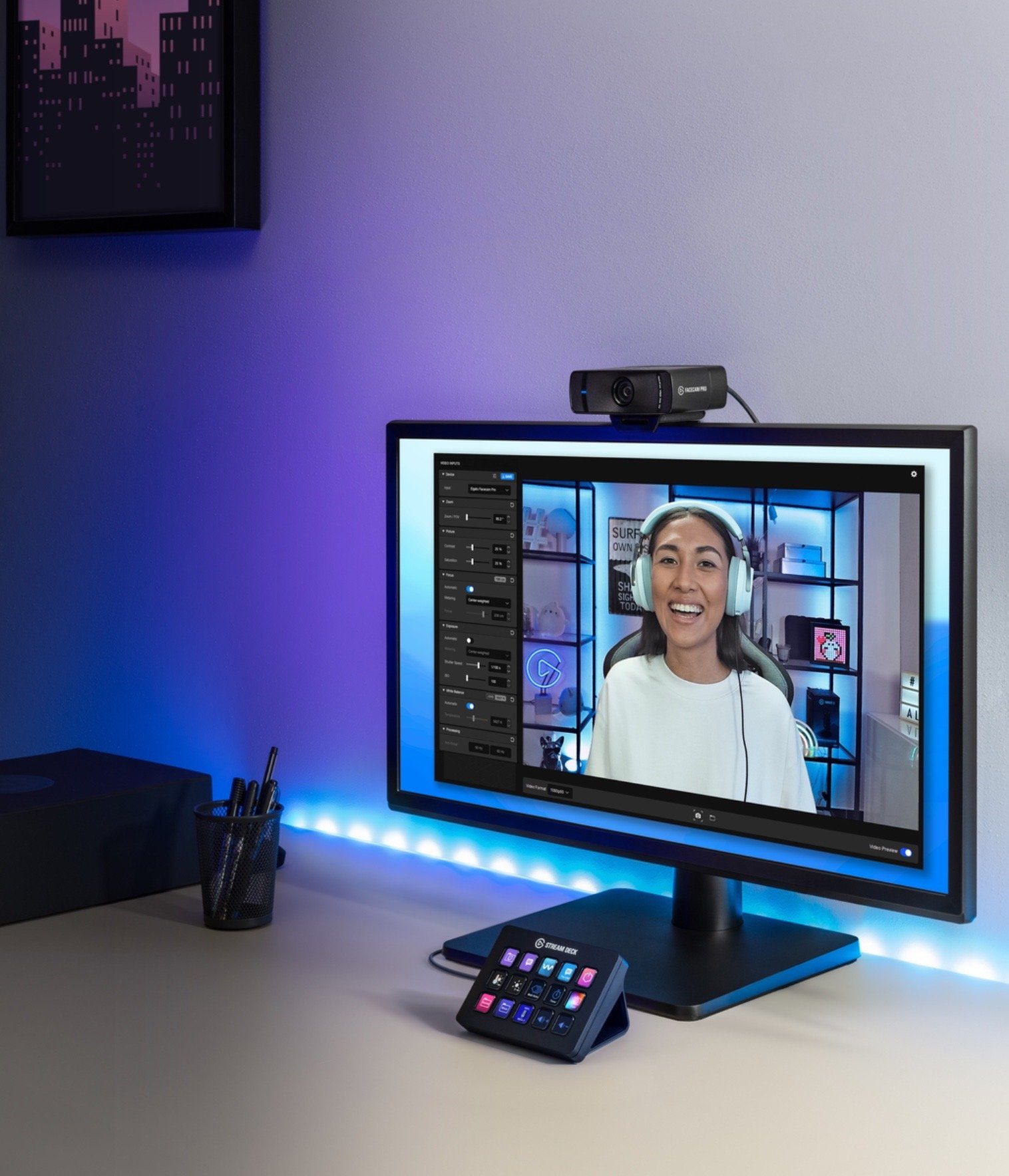 4k Webcam Ultra HD, Elgato 21 Pro Facecam streaming mm) (4K camera Brennweite: