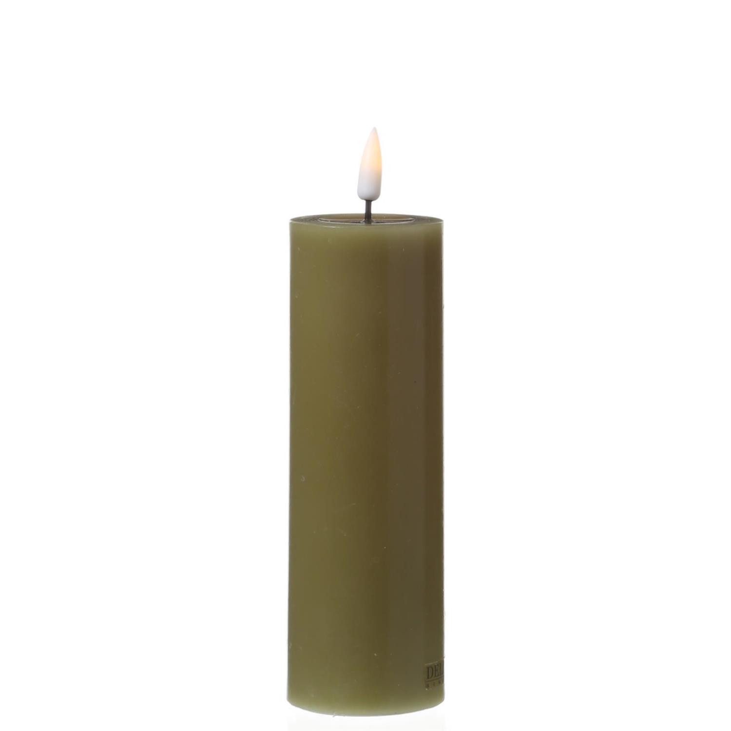 Deluxe Homeart LED-Kerze Mia Echtwachs Wachsspiegel flackernd H: 15cm D: 5cm olivgrün (1-tlg)