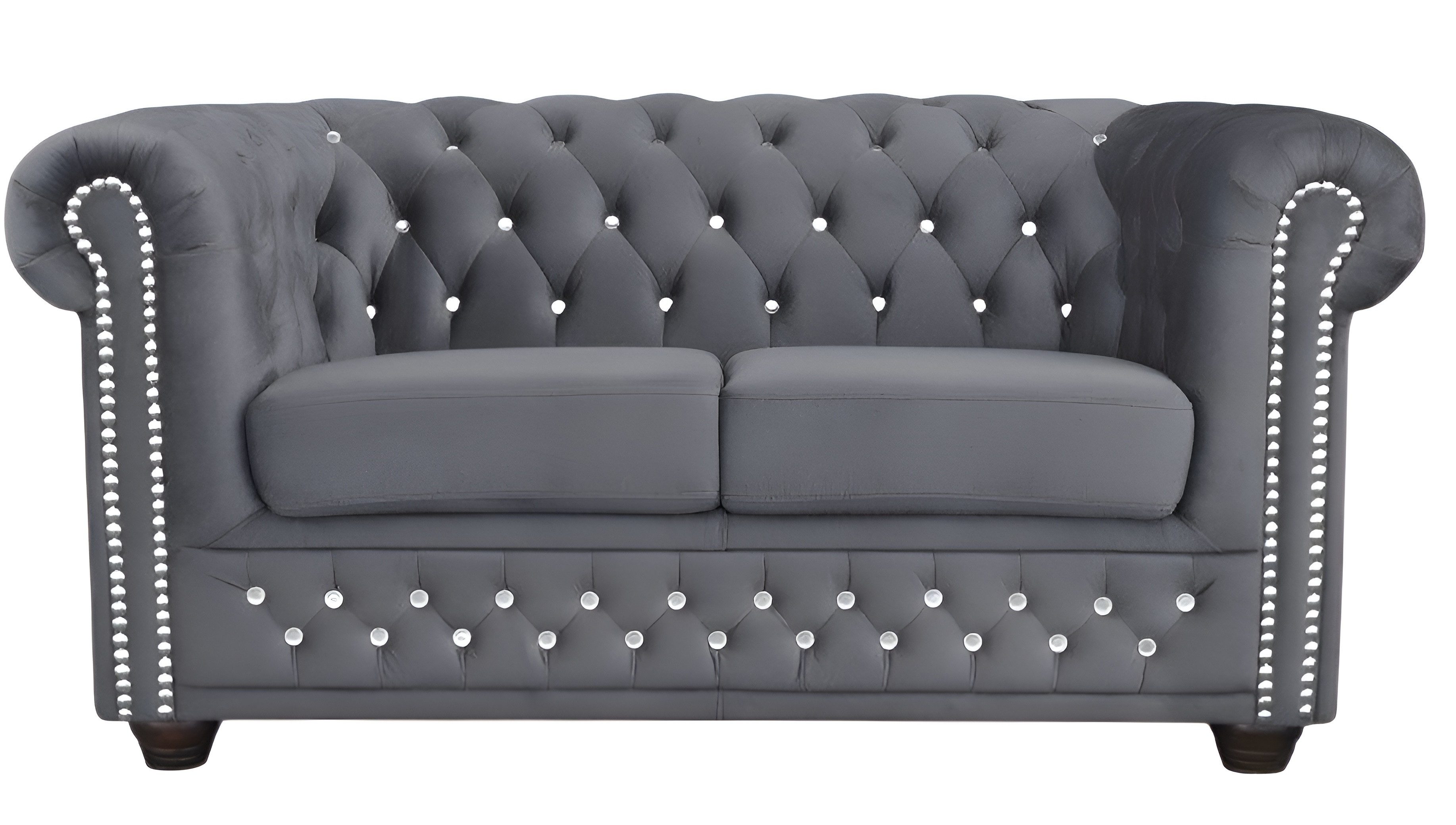 Chesterfield-Sofa York Blink Sofa mit Schlaffunktion und elegantem Grauen Bezug