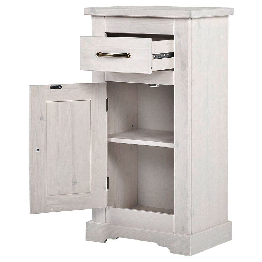 Lomadox Unterschrank LIRIA-56 Badschrank Schrank 45cm breit Massivholz weich gebleicht