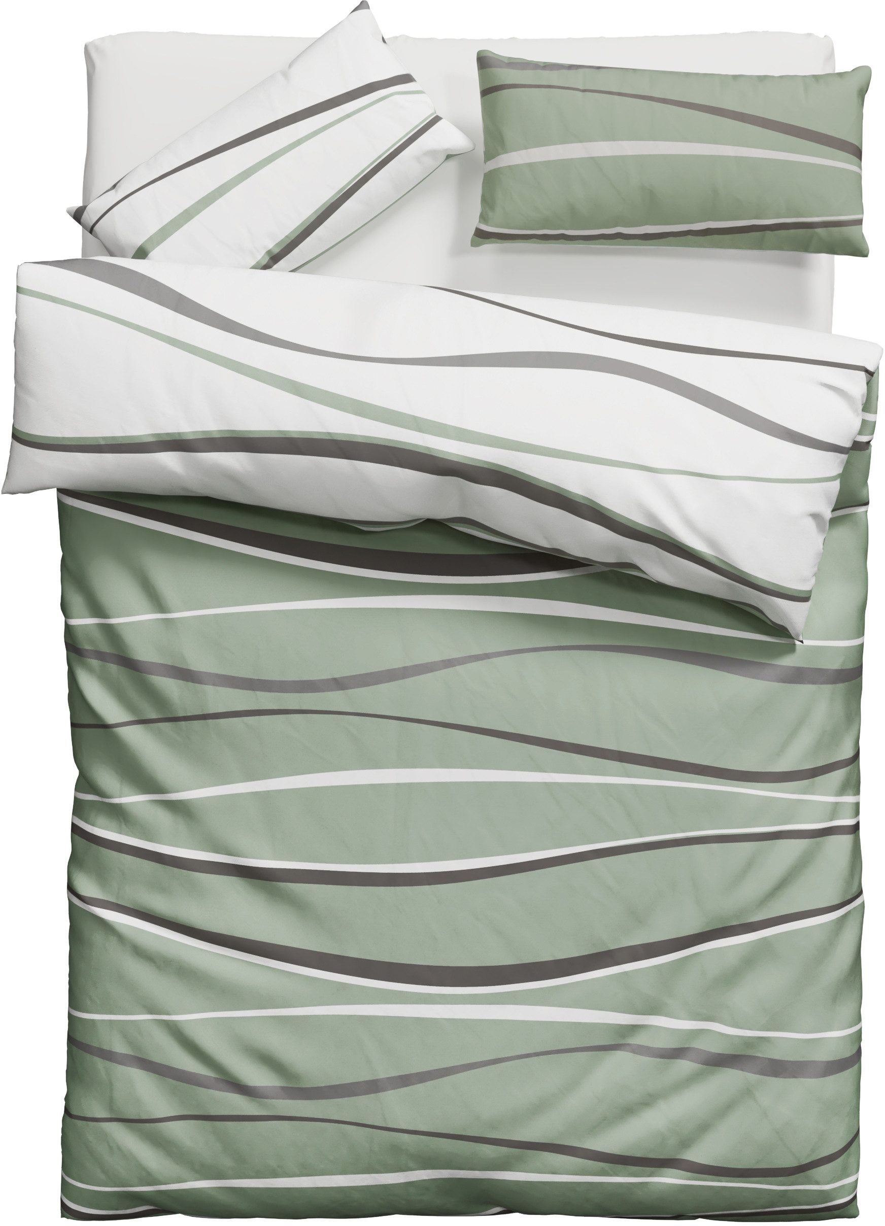 OTTO home Wendebettwäsche Alvara, Linon, 2 teilig, in Gr. 135x200 oder 155x220 cm, 100% Baumwolle, grafisches Motiv