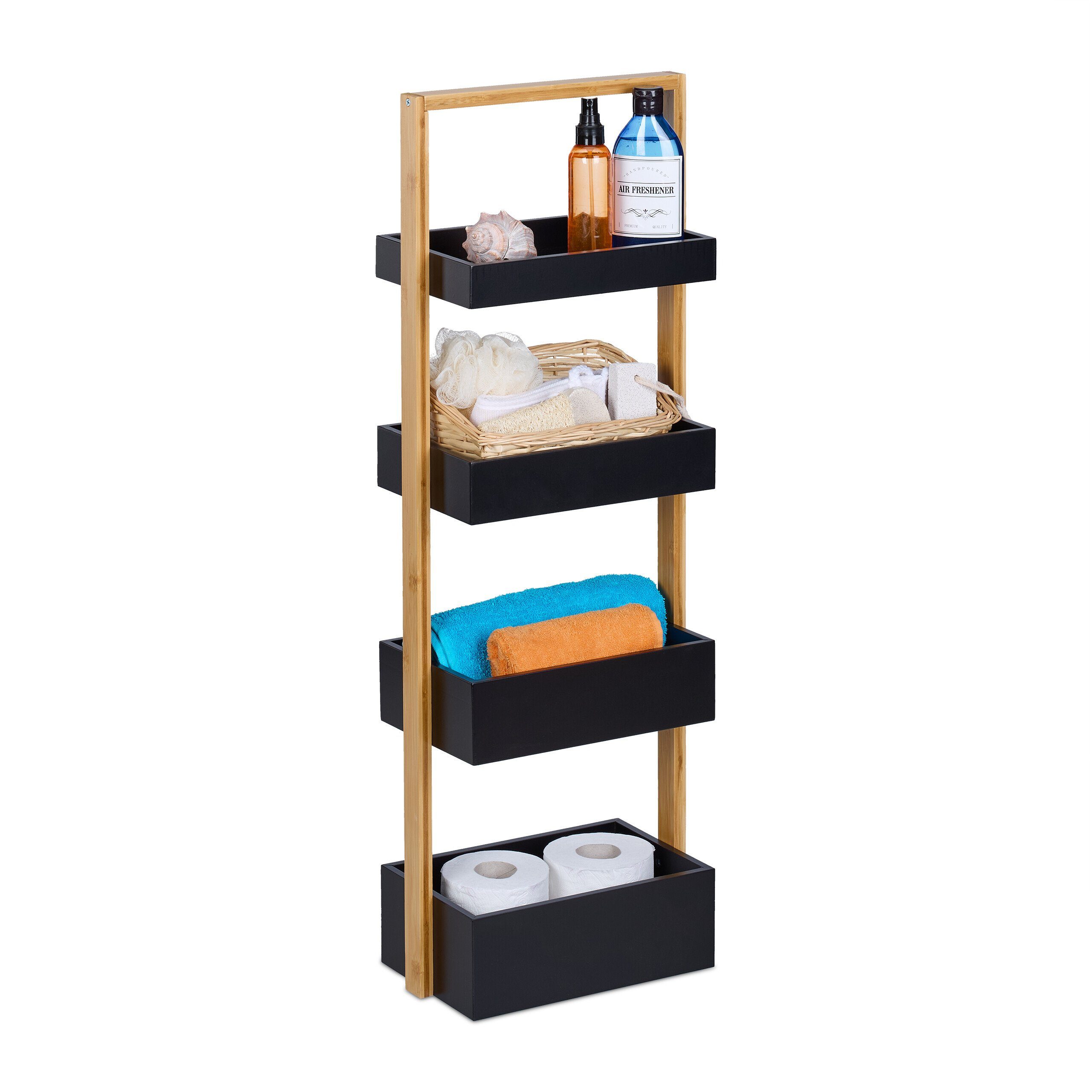 relaxdays Badregal Bambus 4 Ablage günstig online kaufen