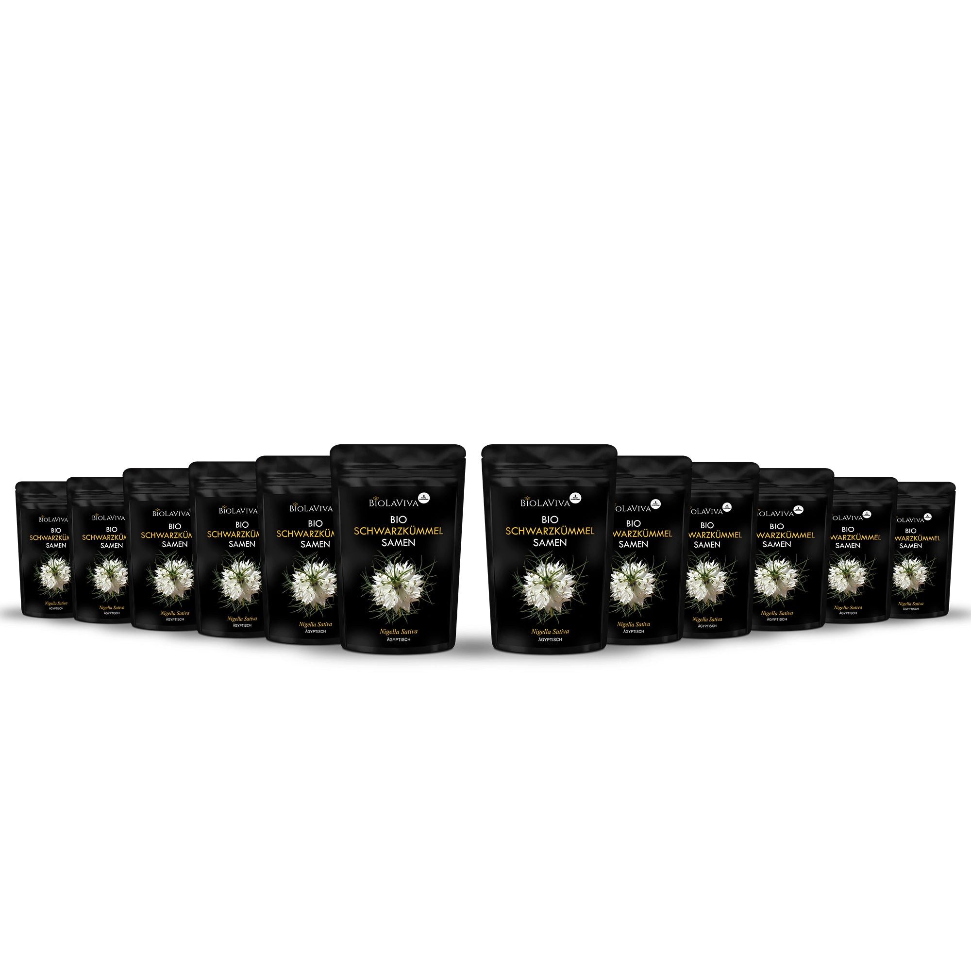BIOLAVIVA Kräutersamen 12× Bio Schwarzkümmel Samen 500g