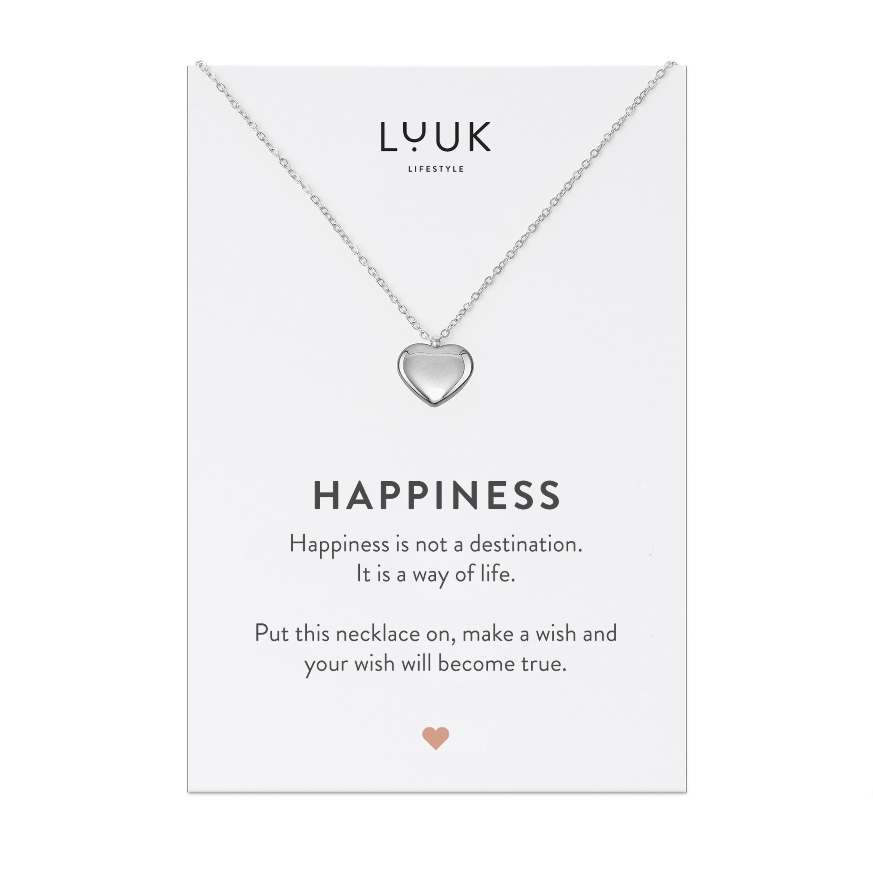 LUUK LIFESTYLE Kette mit Anhänger Herz (inkl. persönliche Spruchkarte), Freundschaftskette, Geschenk für Frauen