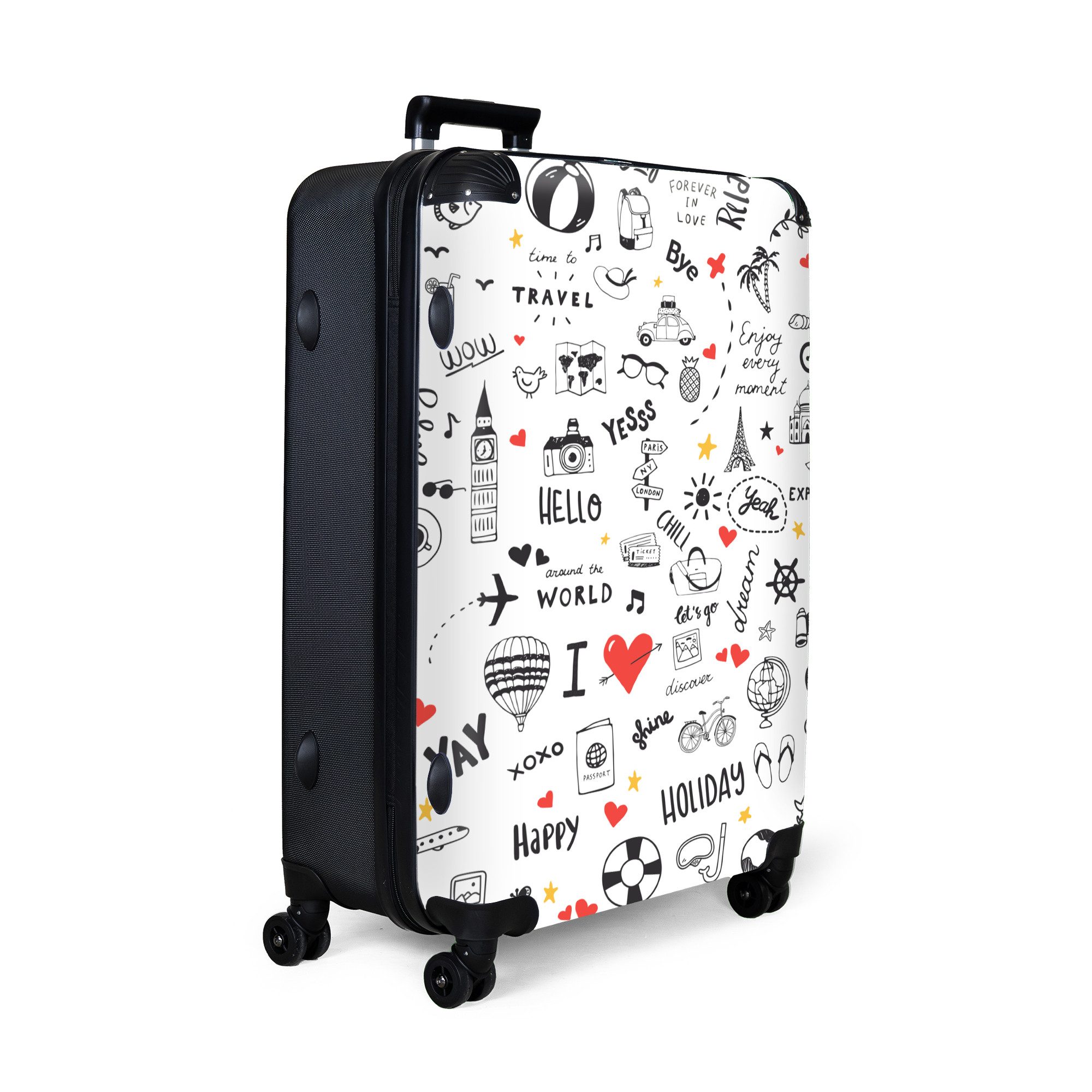 NoBoringSuitcases.com© Hartschalen-Trolley Muster - Kritzelei - Reisen - Ur günstig online kaufen