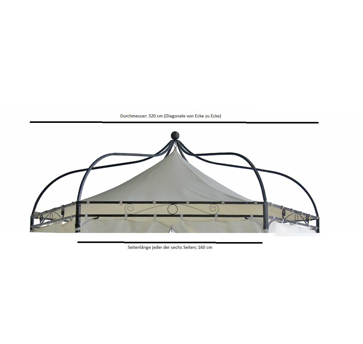 DEGAMO Pavillonersatzdach »MODENA«, 6-eckig 320cm Durchmesser, Farbe ecru,  wasserdicht