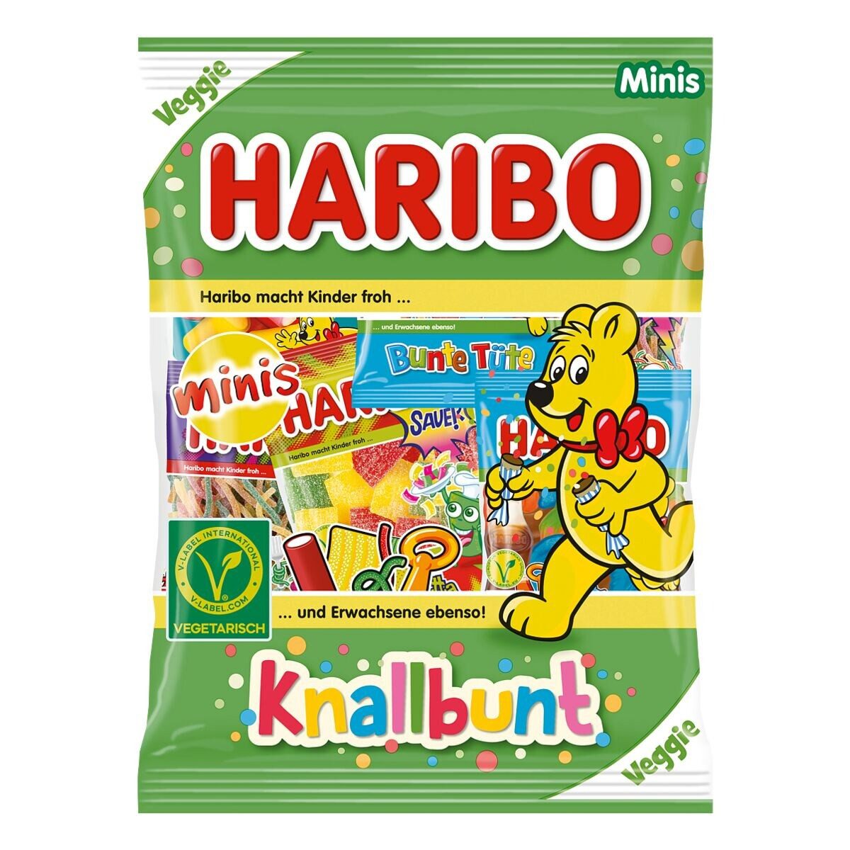 HARIBO Süßigkeit Knallbunt Minis, vegetarisch, 230 g