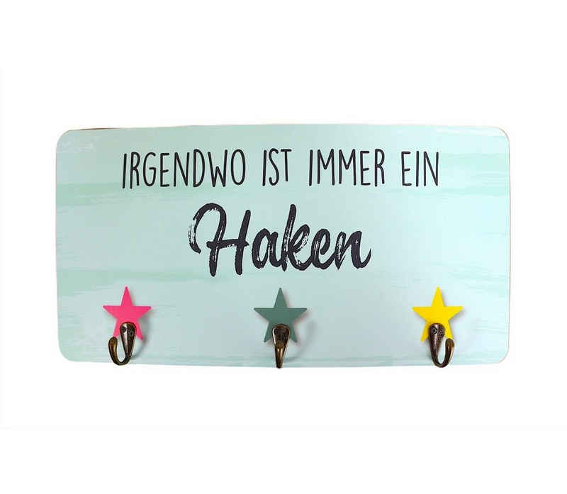 Linoows Hakenleiste Hakenleiste, Garderobenleiste, Wandhaken mit lustigem Spruch, (1 St), Anzahl der Haken 4