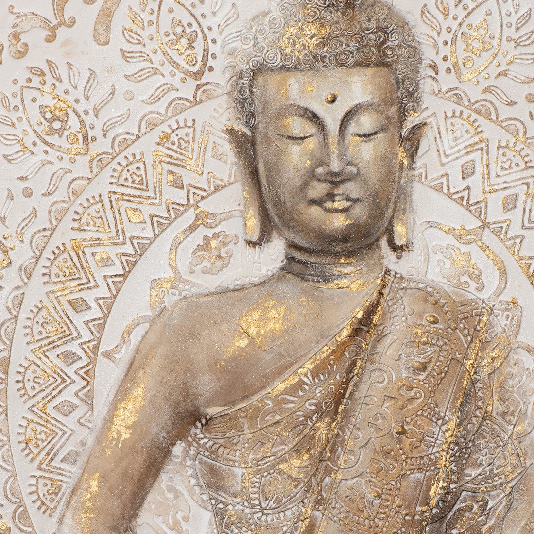 ArtUniverse Gemälde Goldener Buddha II 100 x 100 cm, Menschenmotiv – Bild 4 von 4
