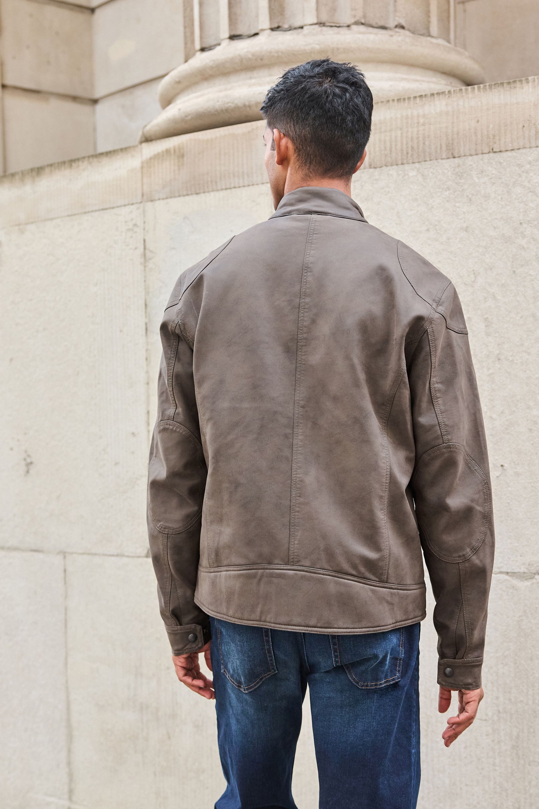 Next Lederjacke Bikerjacke aus Nubukleder mit vier Taschen (1-St) günstig online kaufen