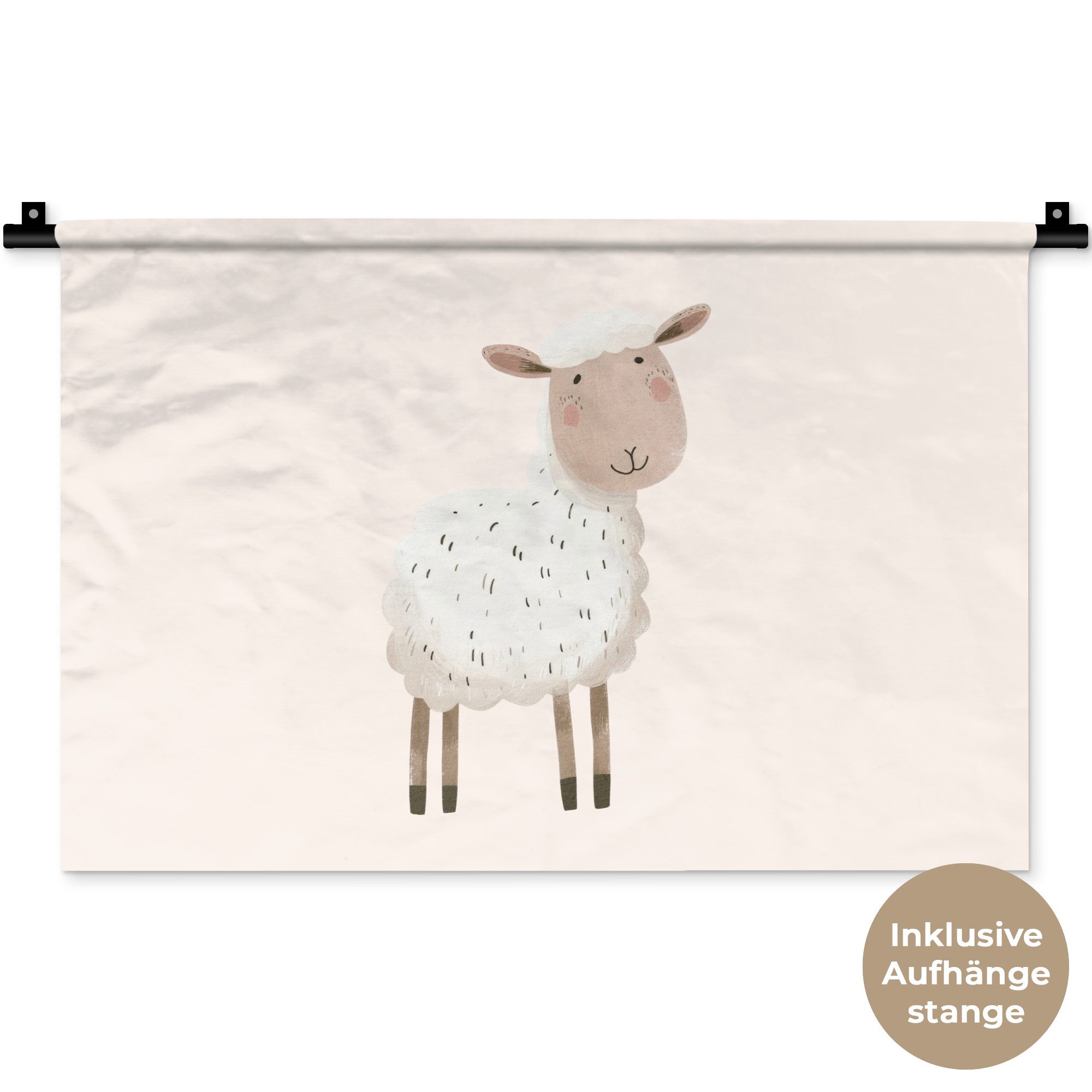 MuchoWow Wandteppich Schafe - Nutztier - Tiere, Rechteckig, Höhe: 3 mm, Wandteppich für Wohnzimmer, Schlafzimmer, 60x40 cm