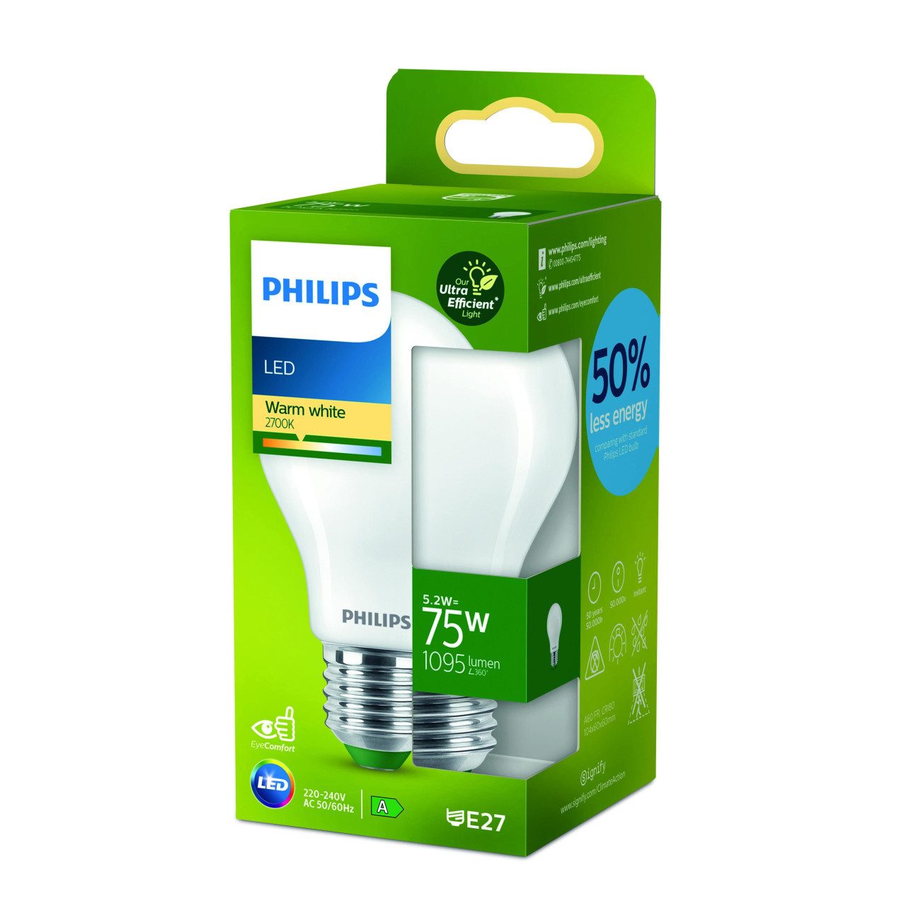 Philips LED-Leuchtmittel Philips LED-Leuchtmittel A60 E27 5,2W warmweiß, Nicht dimmbar