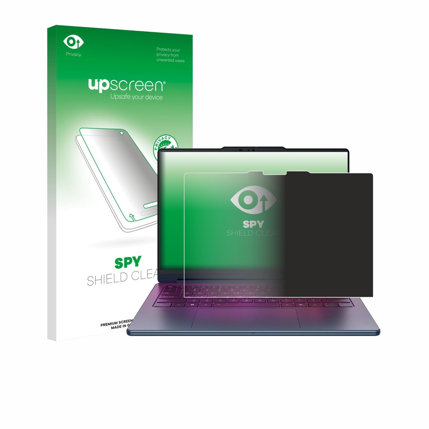 upscreen Displayschutzfolie Sichtschutzfolie für Lenovo Yoga 9i 2-in-1 Gen 11 Aura Edition 14", Anti-Spy Privacy Sichtschutz Blickschutzfolie Blaulicht-Schutz