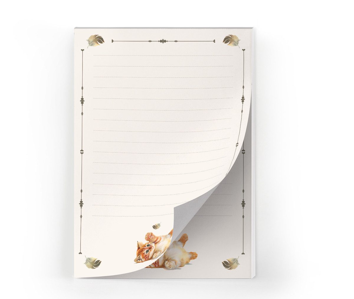 JUNAPACK Briefpapier Set Kinder Briefblock A5 mit Umschlägen Notizblock Papier Katzen Blume, Kinder-Briefpapier A5 mit 15 Umschlägen, liniert & leicht beschreibbar