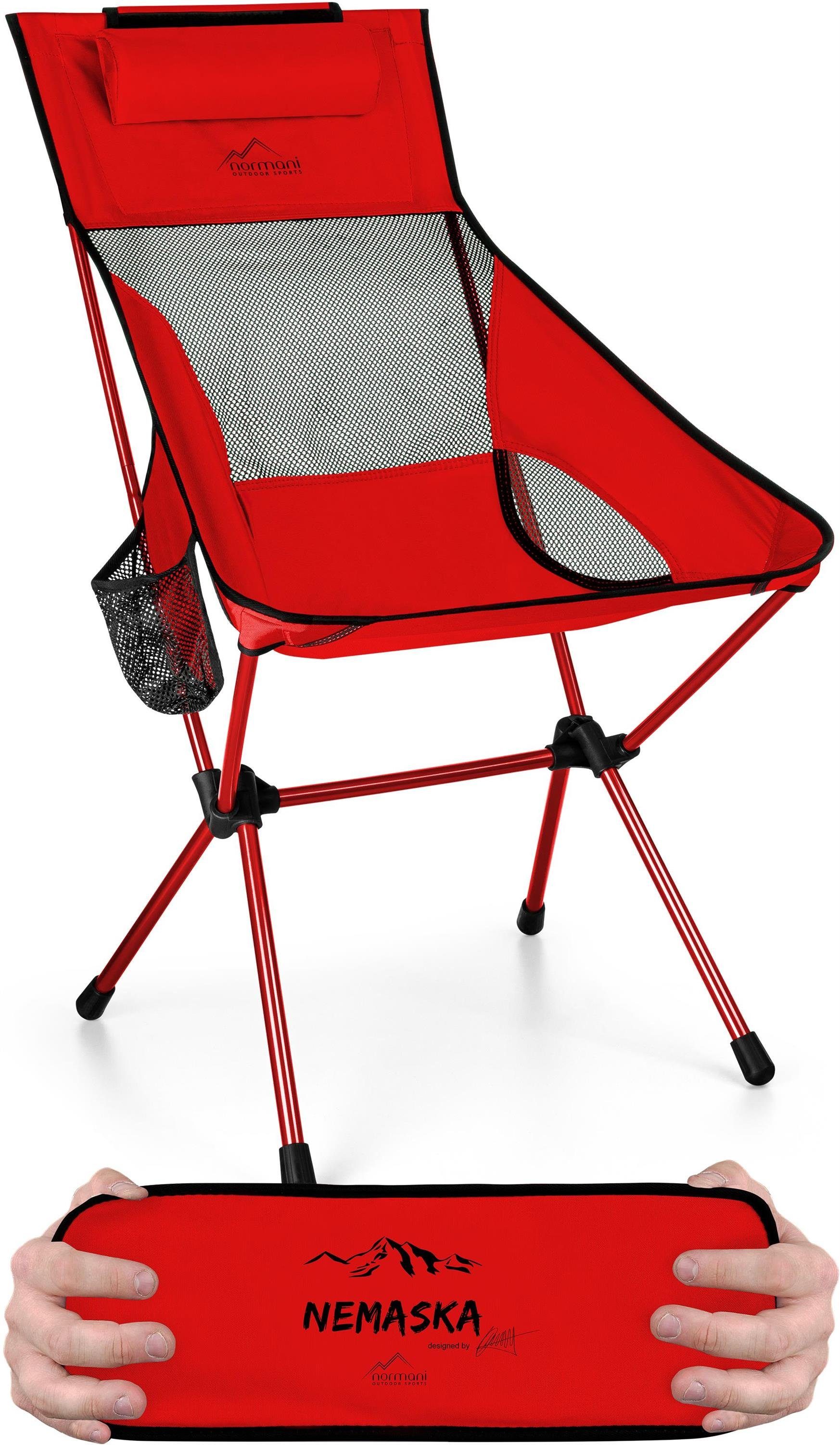 normani Campingstuhl Campingstuhl „Nemaska“, Ultraleichter XXL Outdoorstuhl Klappstuhl Faltstuhl Capingsessel - Maximale Belastbarkeit: 150 kg Rot