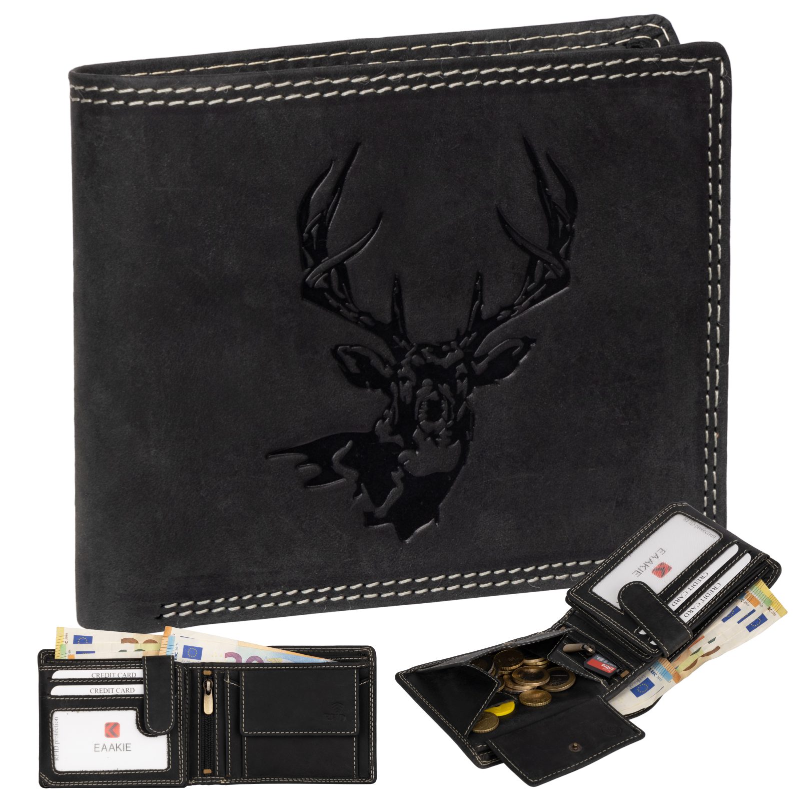EAAKIE Geldbörse RFID Büffel Echt Leder Geldbörse Portemonnaie Herren mit M günstig online kaufen