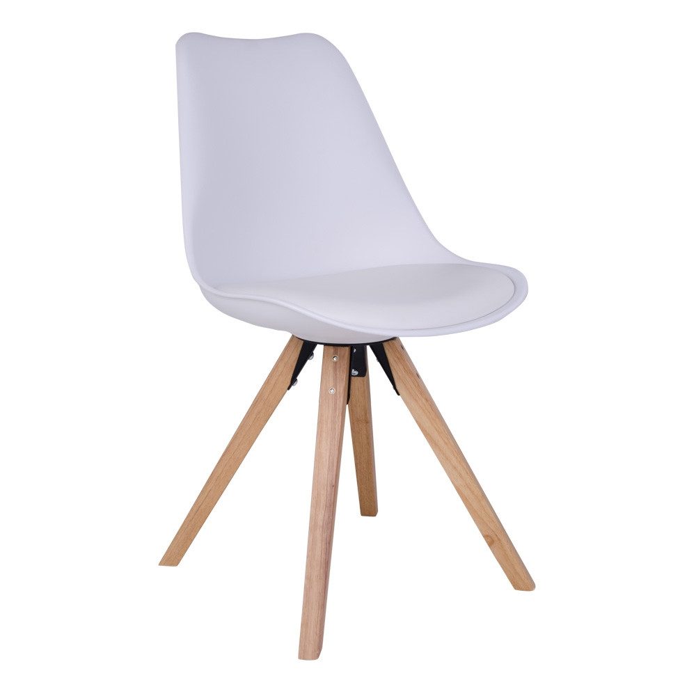 Schalenstuhl (2er-Set) in Weiss, Glattlederoptik - 48x86x55cm (BxHxT)