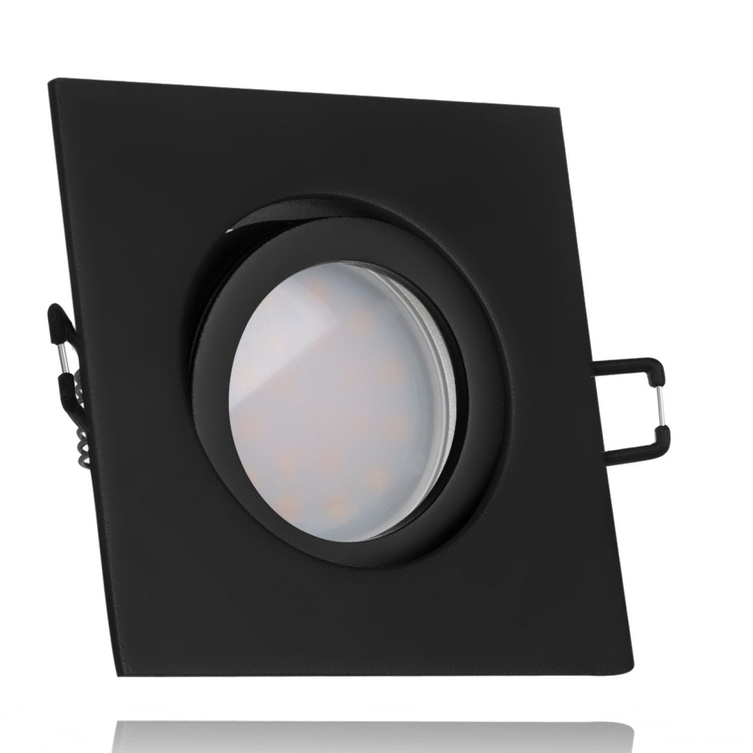 LEDANDO LED Einbaustrahler LED Einbaustrahler matt schwarz LED Markenstrahler Set mit GU5.3/MR16