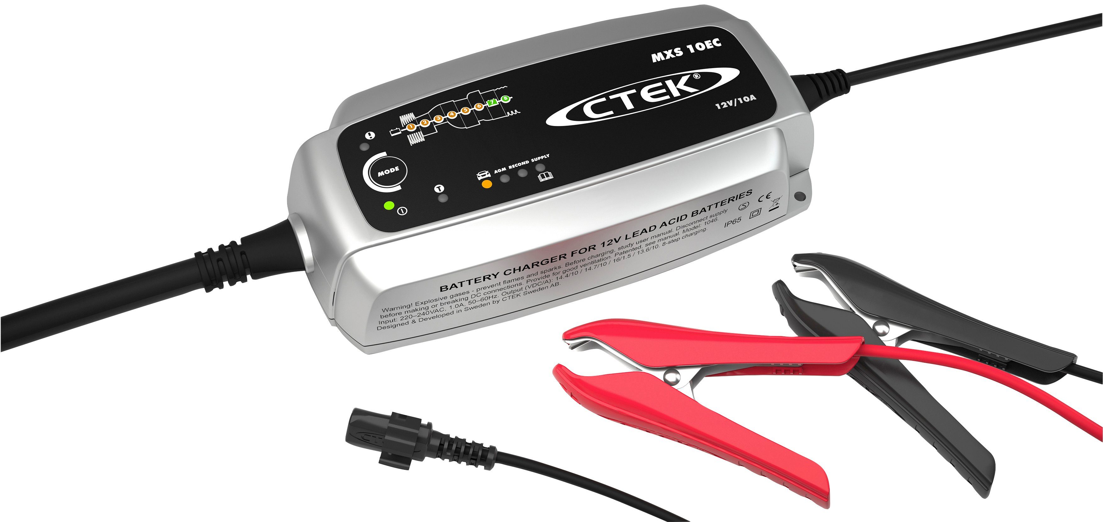 CTEK MXS10EC Batterie-Ladegerät (Vollautomatischer, 8-stufiger „Connect and  forget“-Ladevorgang), Vielseitige Batteriediagnose, Laden,  Rekonditionierung und Hilfsfunktionen