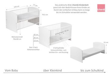Schardt Komplettbett Classic weiß 70x140 cm Made in Germany 3in1 - 4-teilig, Textil-Set, Matratze und Himmelstange