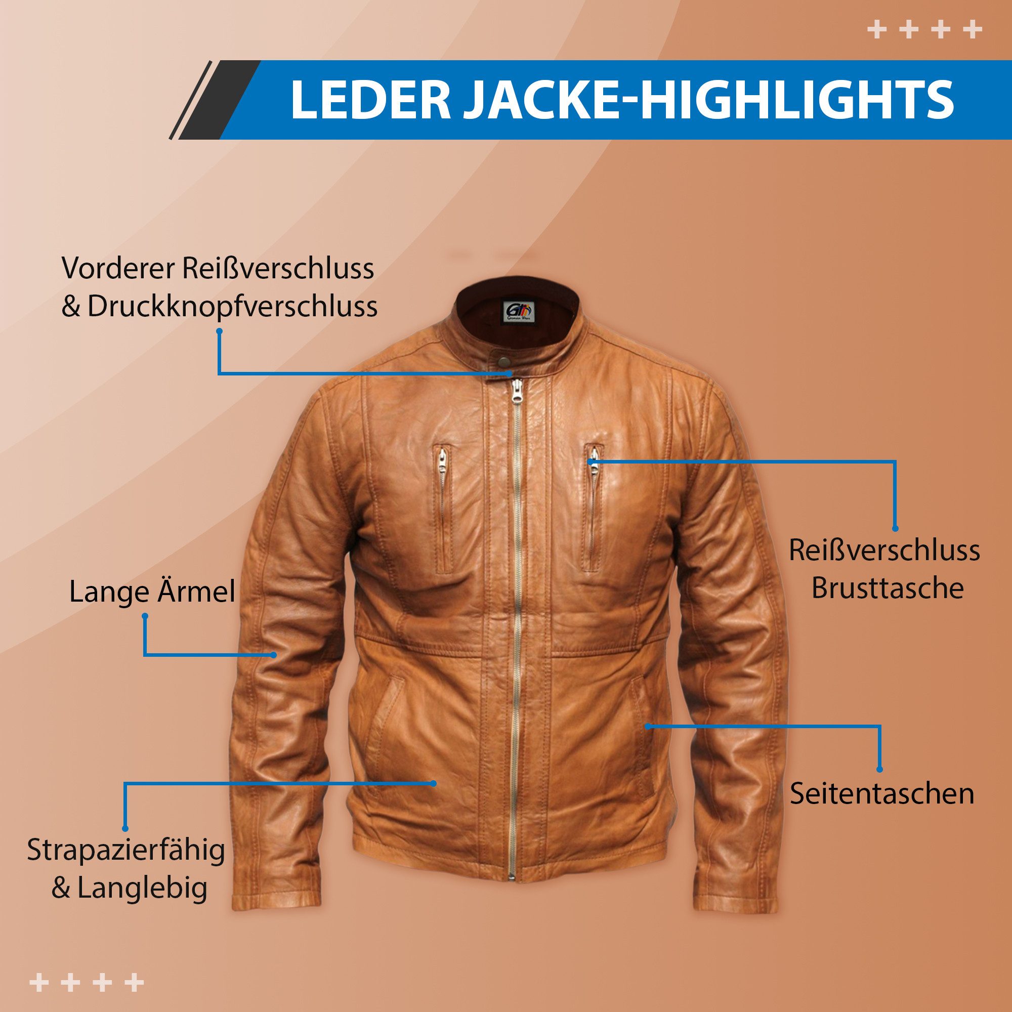 German Wear Lederjacke Trend 500J braun Lederjacke Jacke aus Lamm Nappa Leder braun – Bild 3 von 5