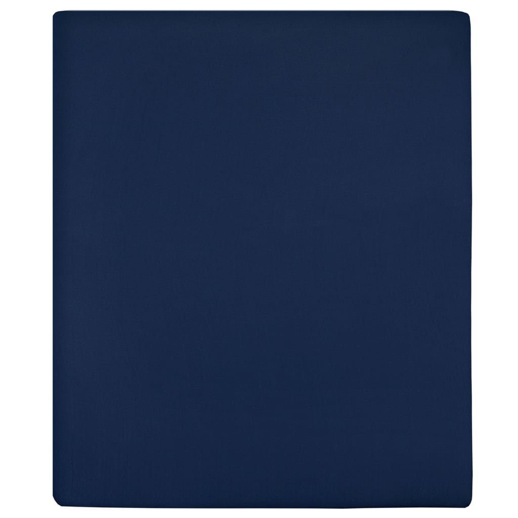 Tagesdecke Spannbettlaken Jersey Marineblau 100x200 cm Baumwolle, vidaXL