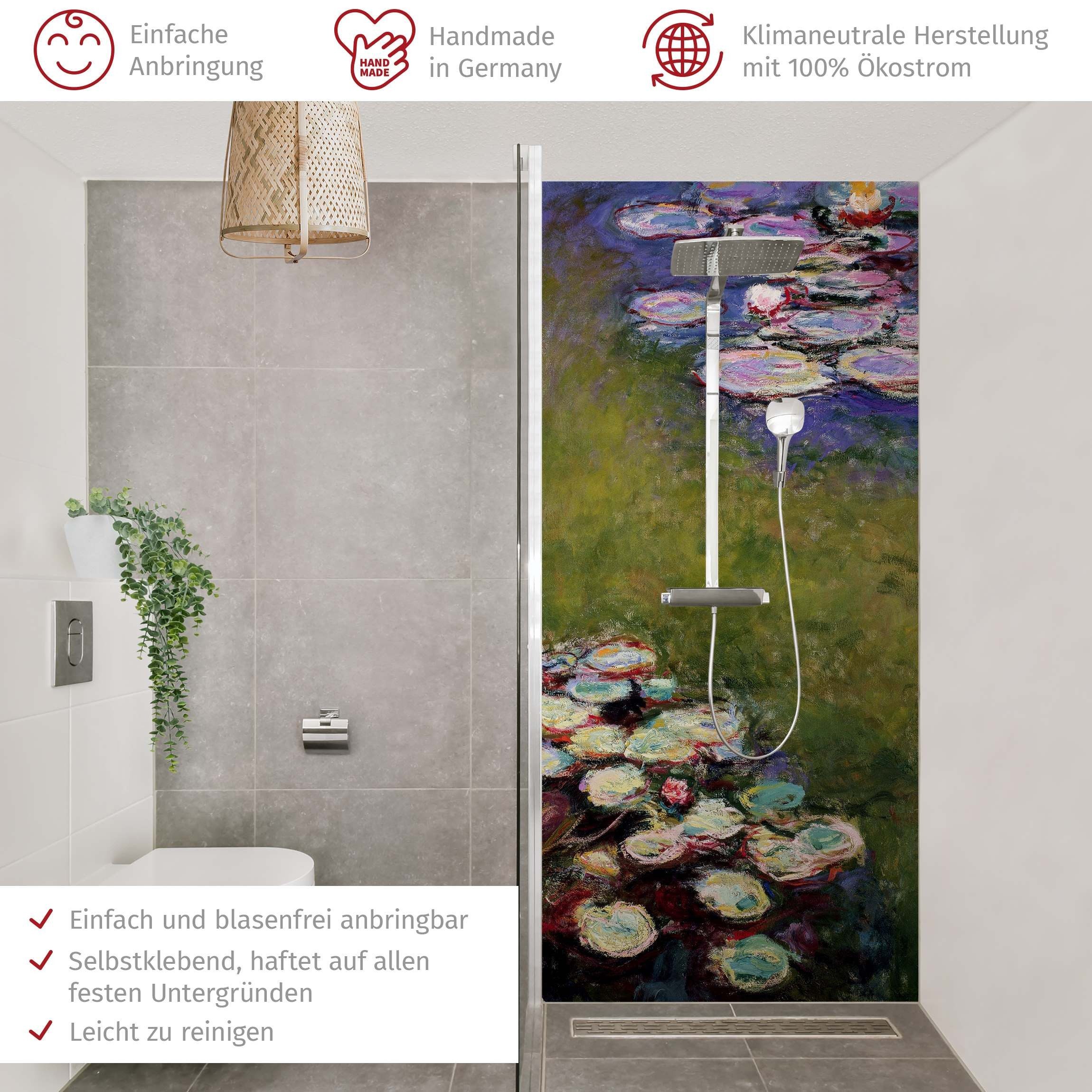 Thumbnail - Bilderdepot24 Badrückwand Motiv grün Duschrückwand ohne Bohren Dusche, (1-tlg., Hart-Folie Premium matt 0,61 mm), fugenl...