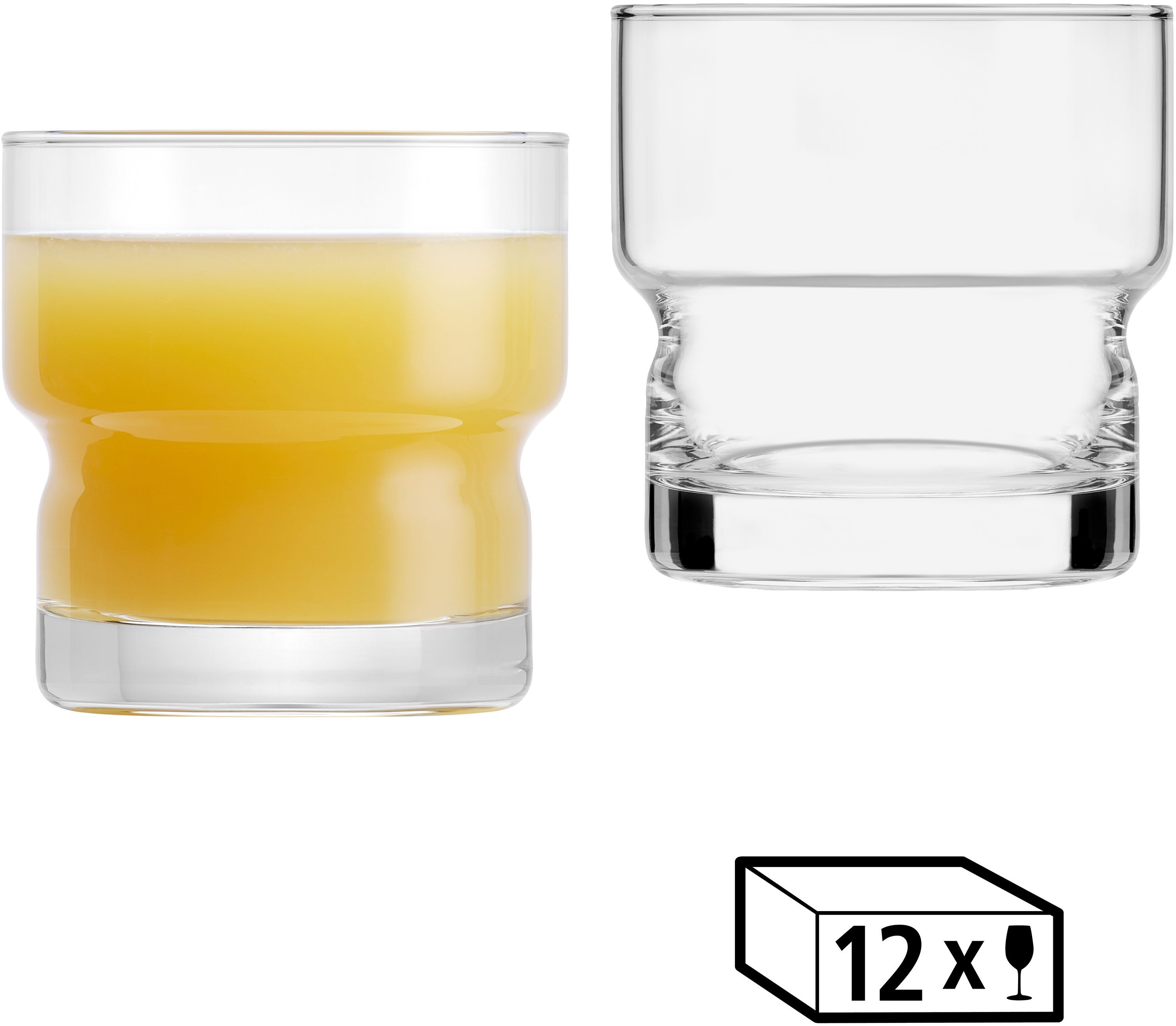 LIBBEY Gläser-Set Rocks Glas -NEWTON- 296 ml, Ø: 8 cm, H: 8,5 cm, 12er Set, 12-tlg., Glas, hochwertig verarbeitet, im modernen Design