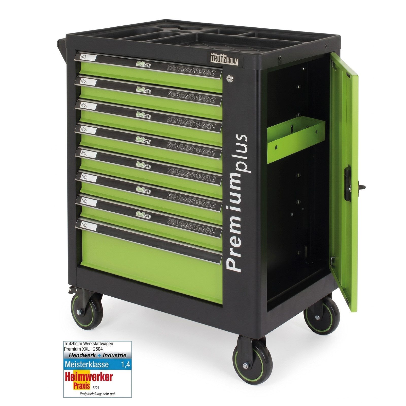 TRUTZHOLM Werkstattwagen Premium Plus unbestückt 84x74cm Vollauszug Interlock Seitentür Stahl, ohne Werkzeug, Seitentür abschließbar,7 Schubladen,Softclose